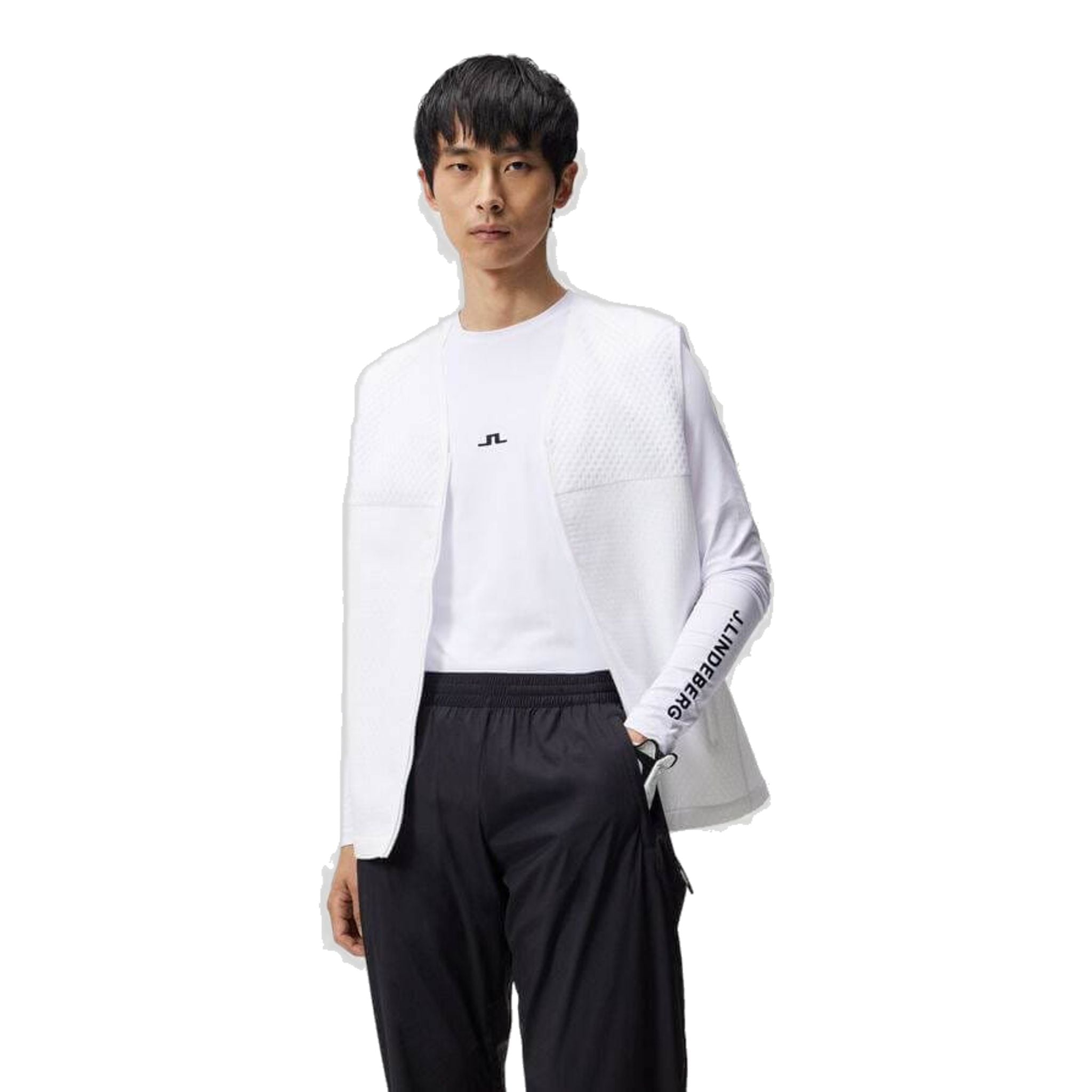 J. Lindeberg Thor Maglia a maniche lunghe da uomo bianca M Uomo