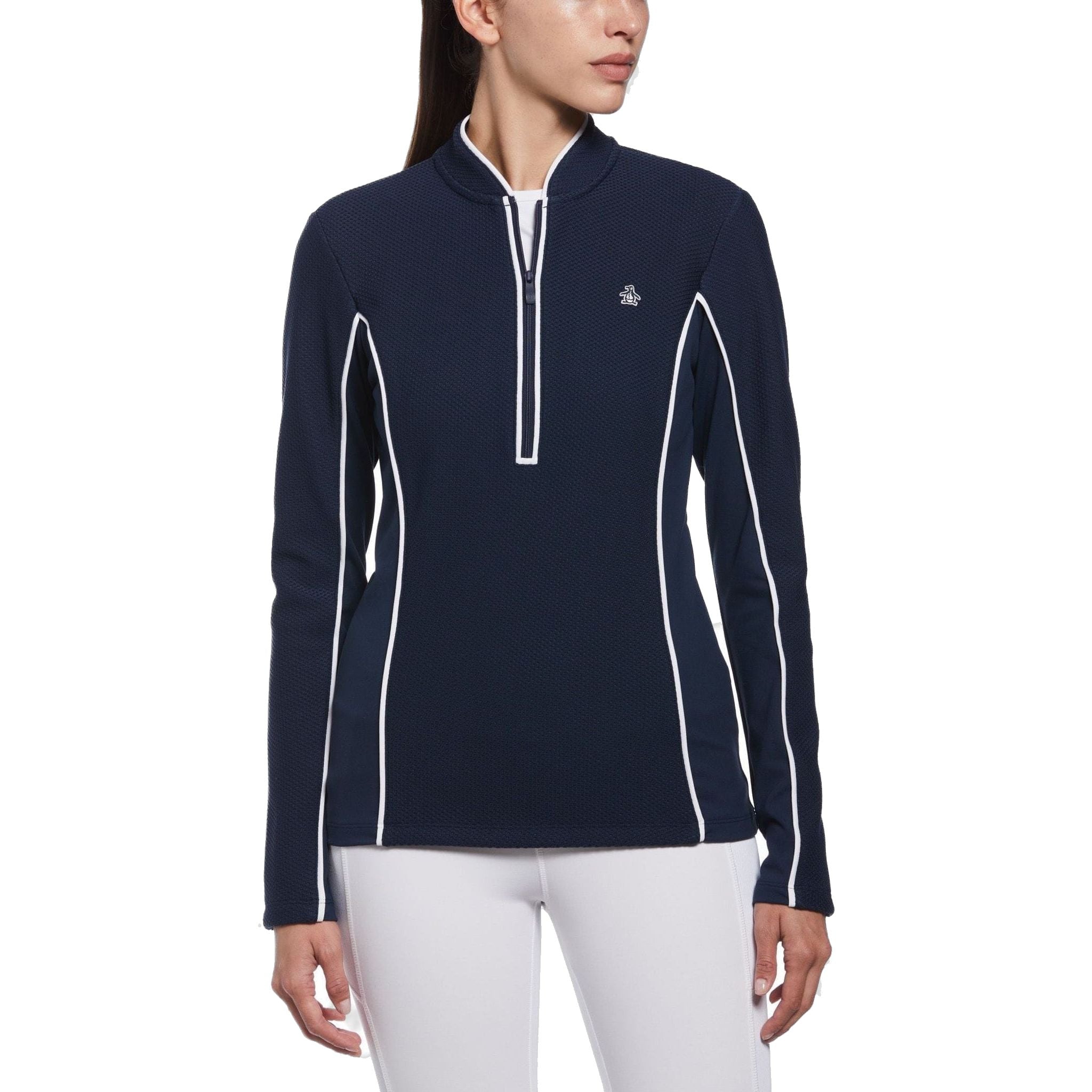 Maglione da donna con cerniera 1/4 testurizzata a maniche lunghe Original Penguin