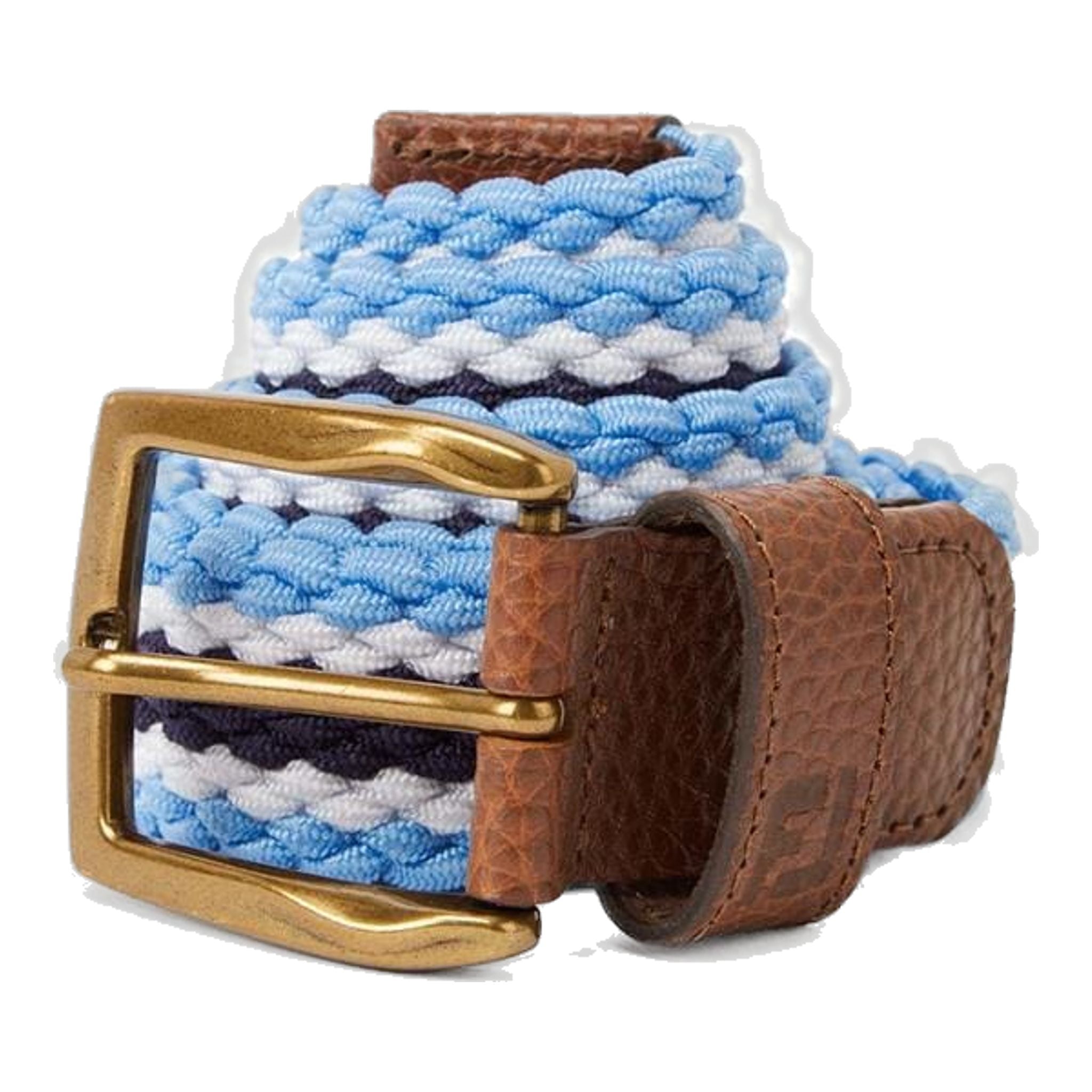 Cintura Footjoy a righe da uomo, colore Twilight, rosso corsa, bianco.