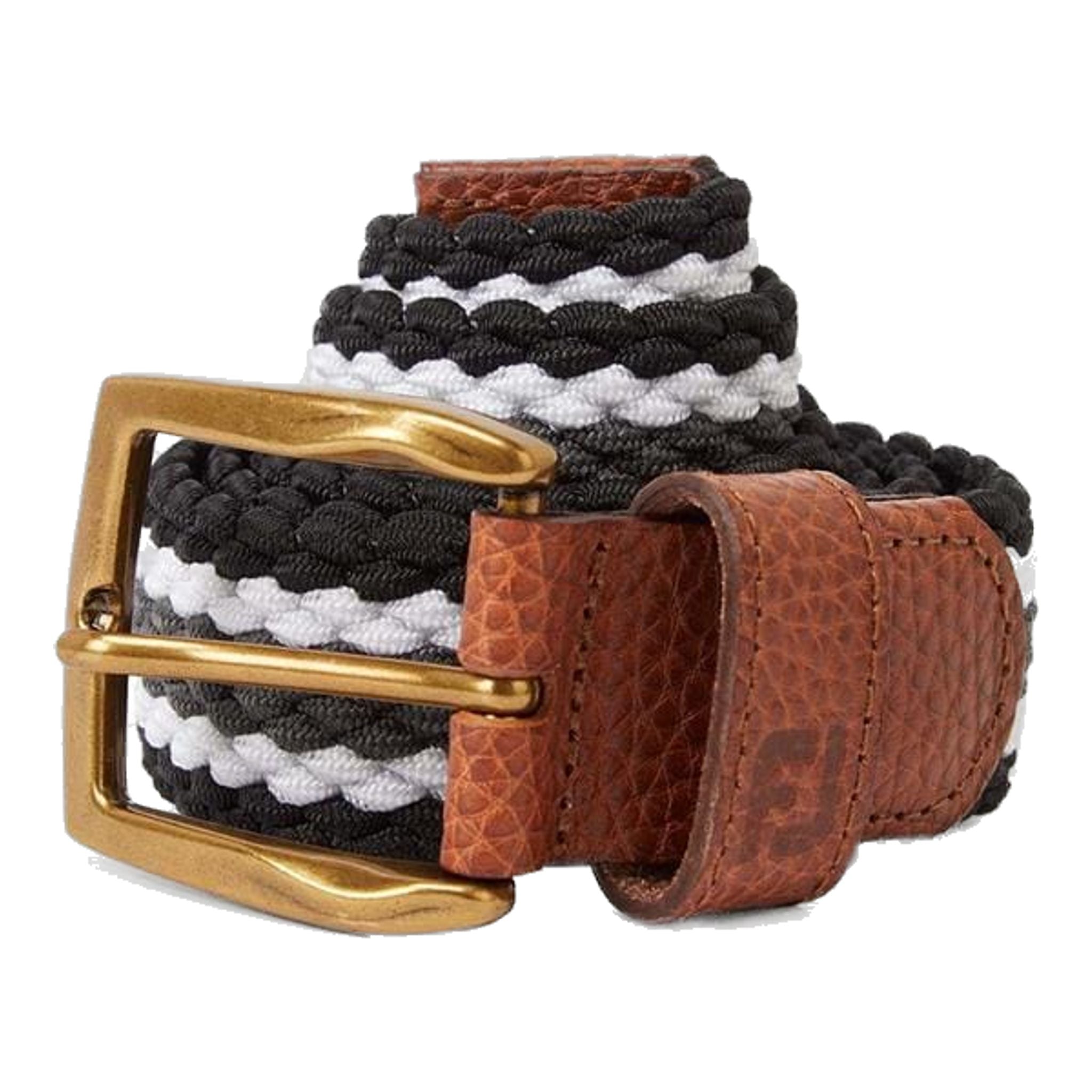 Cintura Footjoy a righe da uomo, colore Twilight, rosso corsa, bianco.