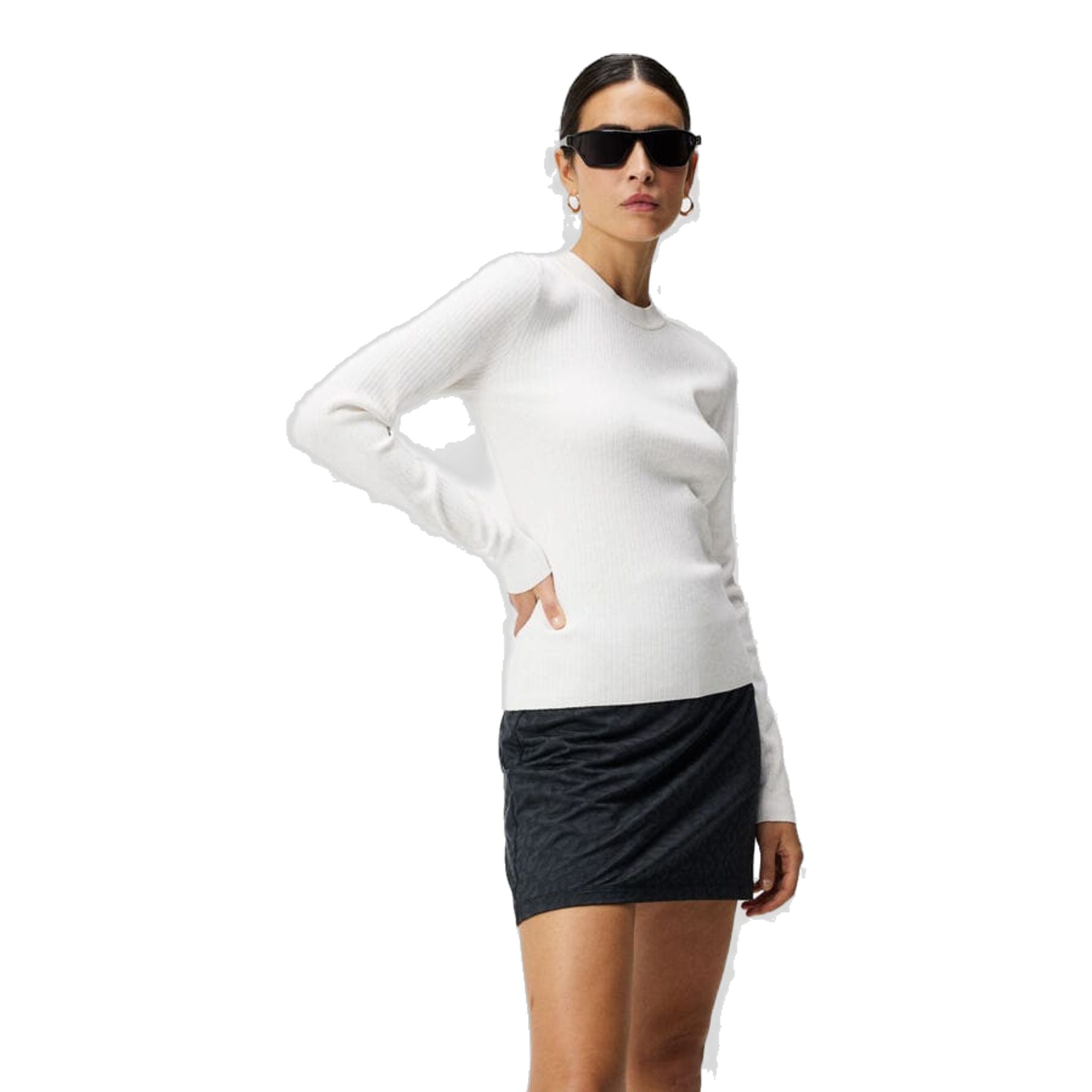 J. Lindeberg W Louise Rib Jacquard Knit Bianco Donna