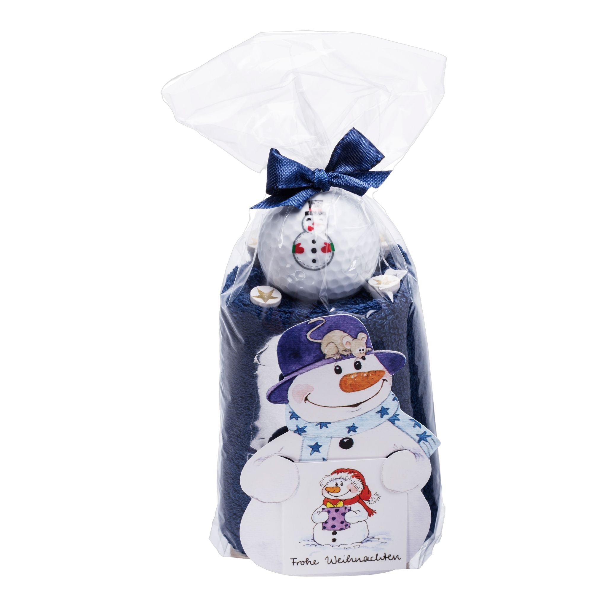 Sportiques Golf Gifts Caddy Asciugamano Rotolo Pupazzo di neve blu (Palline e forcone e marcatore per palline)