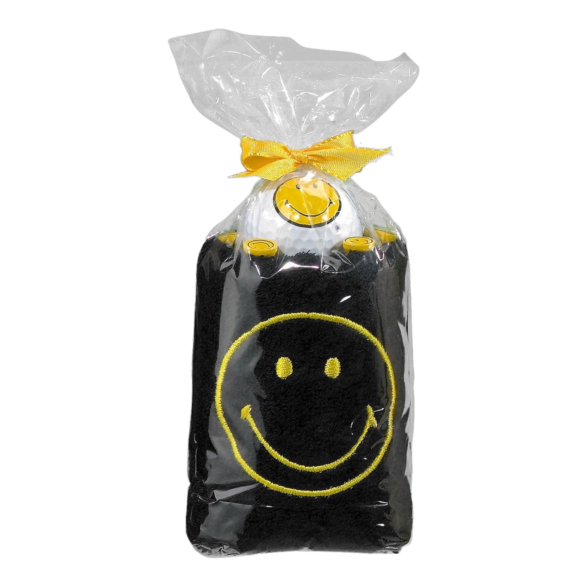 Sportiques Golf Gifts Caddy Asciugamano Rotolo Smiley Nero (Palline e Forcone e Marcatore Palline)