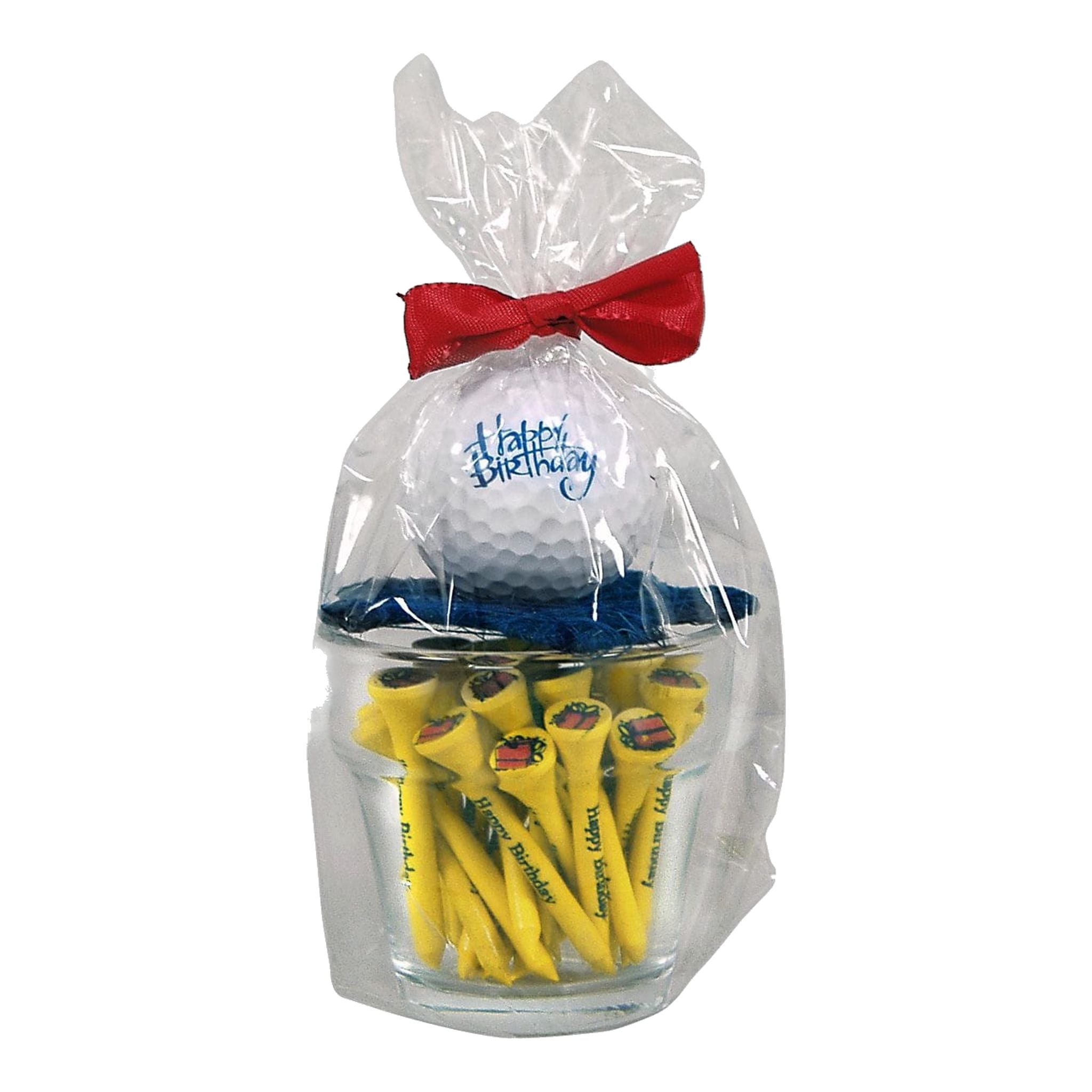 Sportiques Golf Gifts Vaso di vetro con scritta "Happy Birthday" (palla e tee)