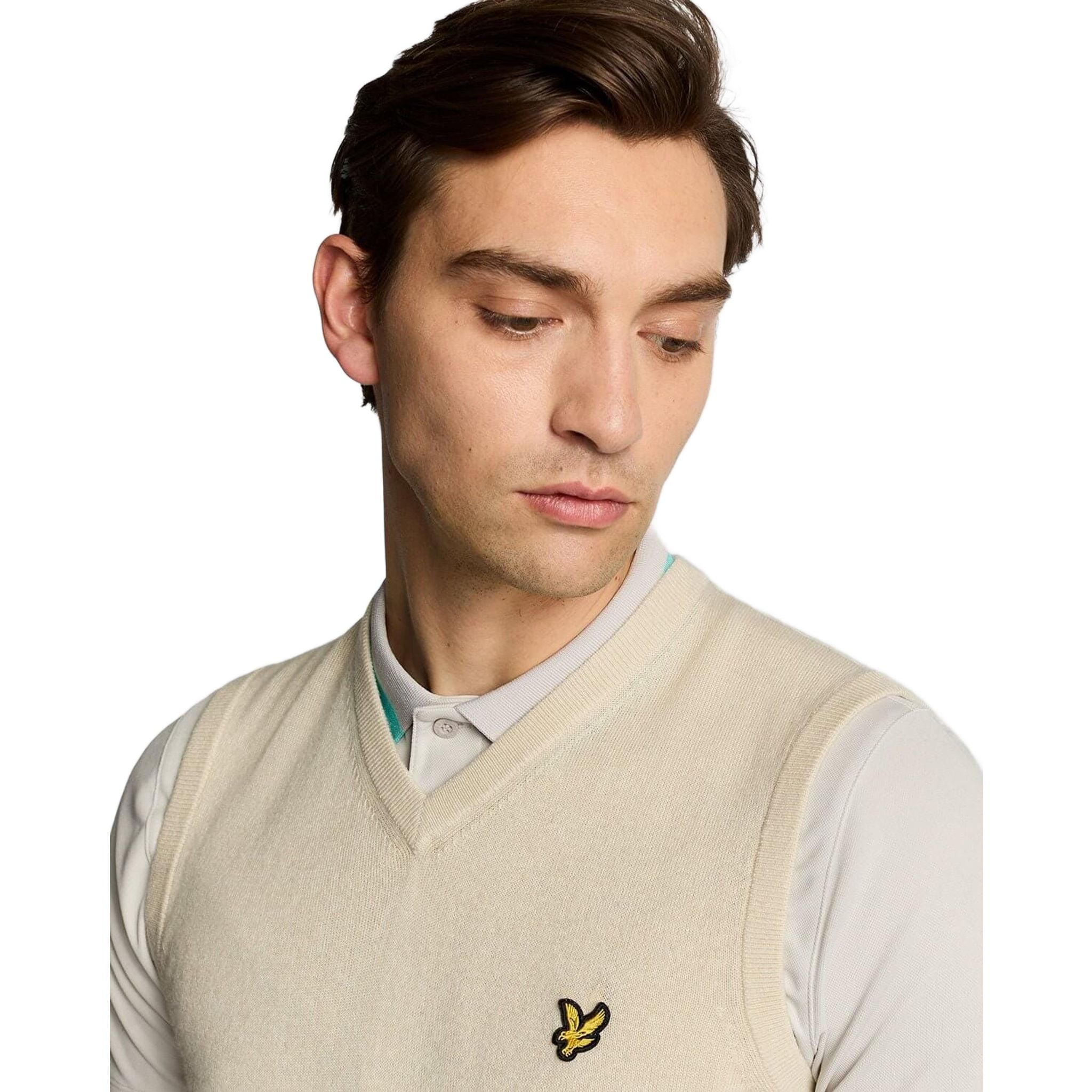 Gilet da uomo in maglia con scollo a V in misto lana merino Lyle & Scott