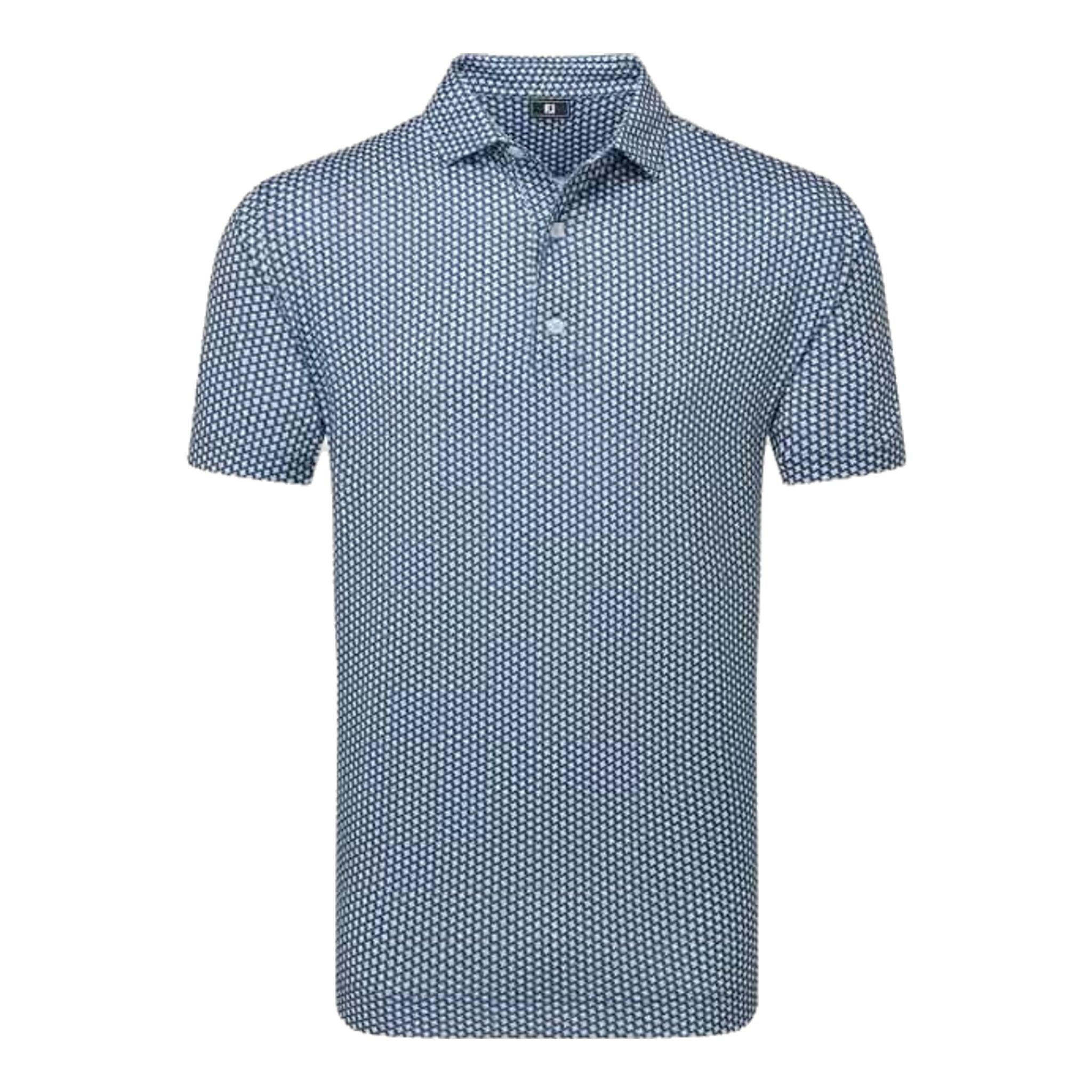 Polo da uomo Footjoy in pied de poule con motivo geometrico Lisle