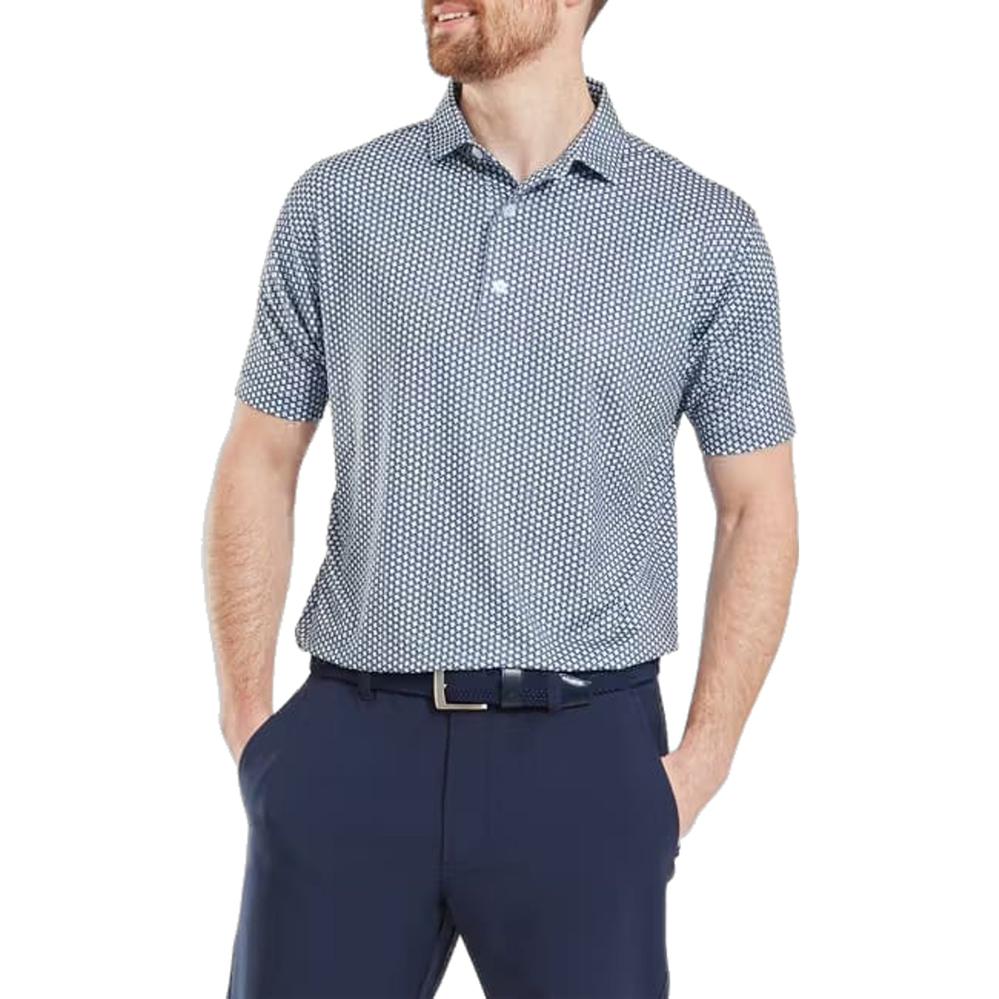 Polo da uomo Footjoy in pied de poule con motivo geometrico Lisle