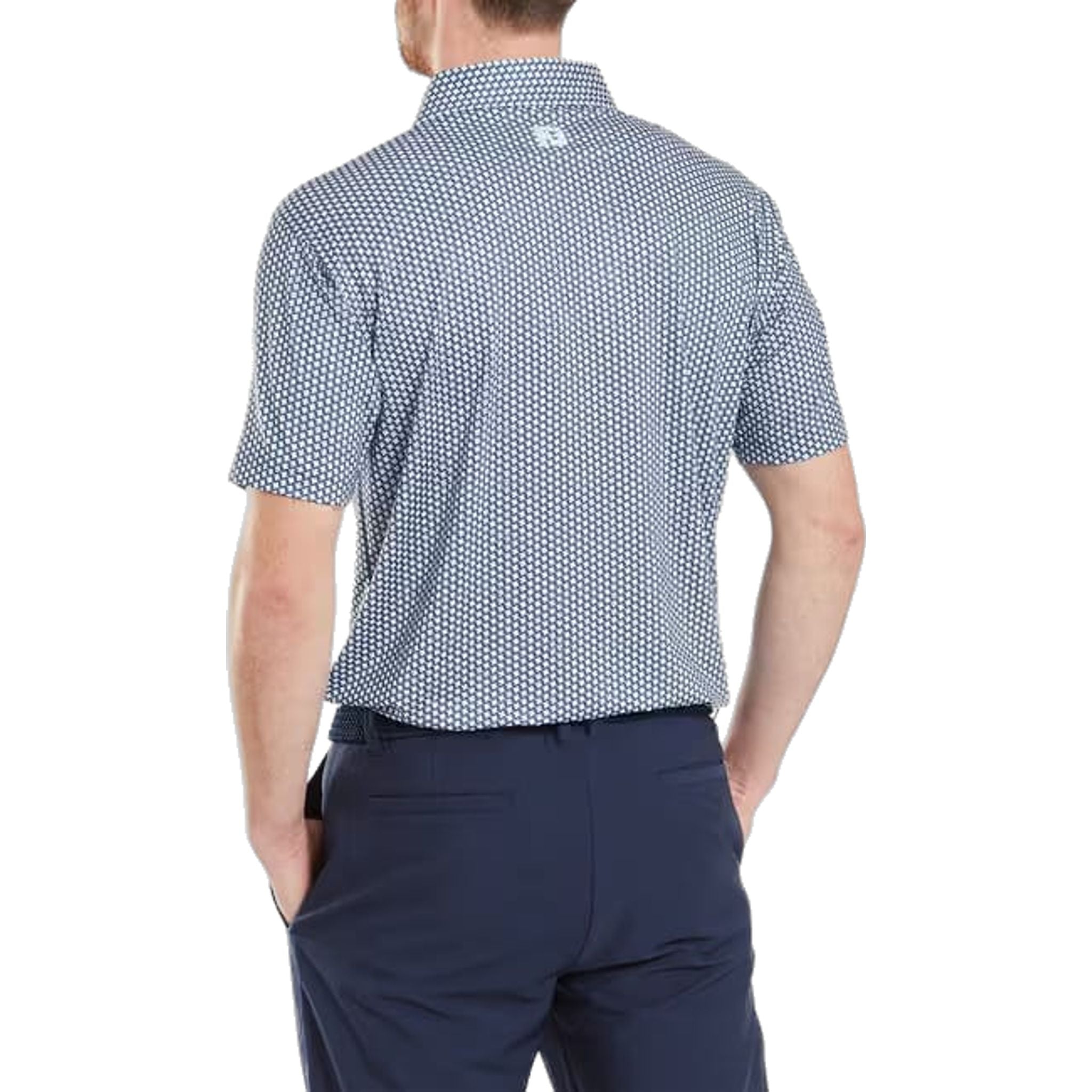 Polo da uomo Footjoy in pied de poule con motivo geometrico Lisle