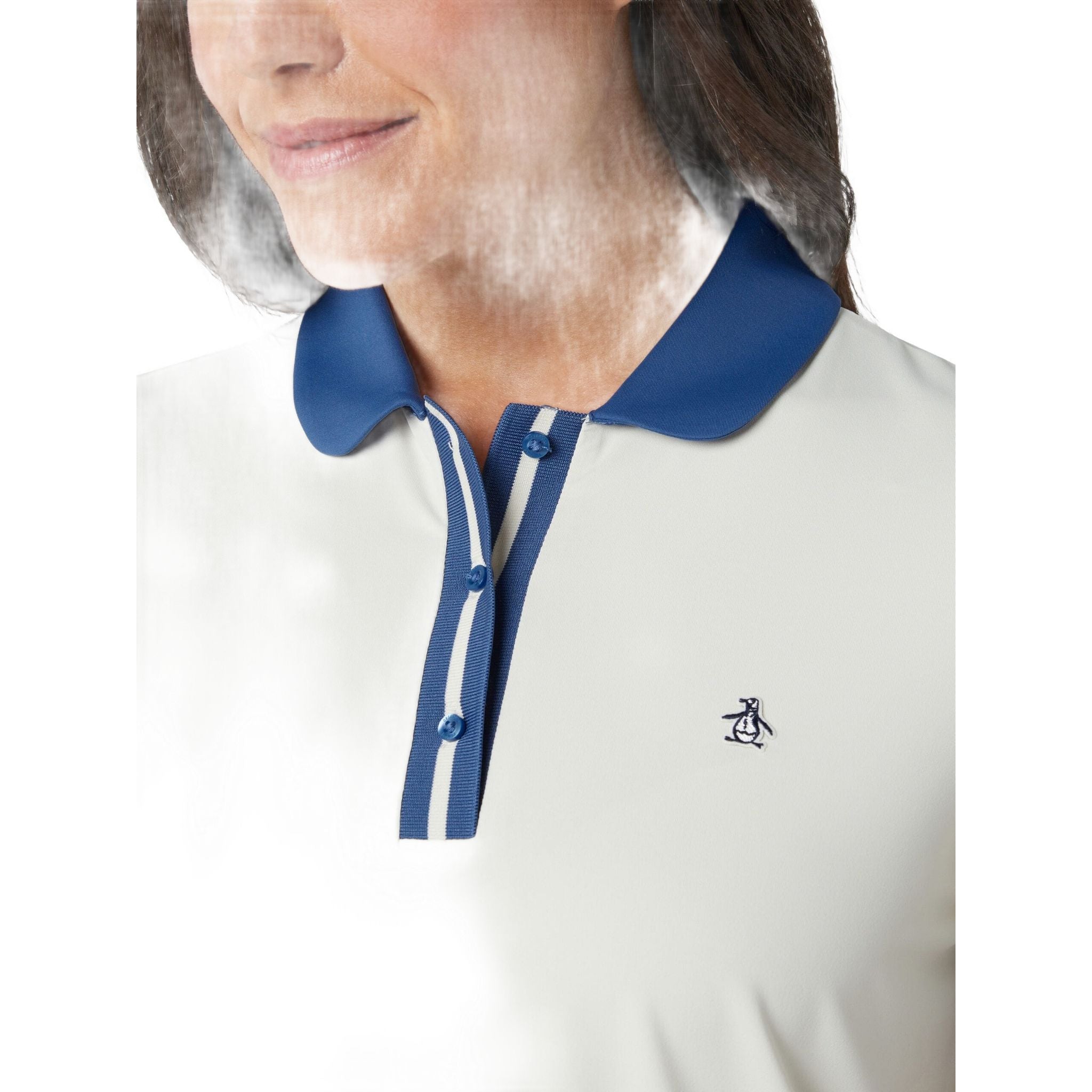 Polo da donna Original Penguin con vita e blocchi di colore