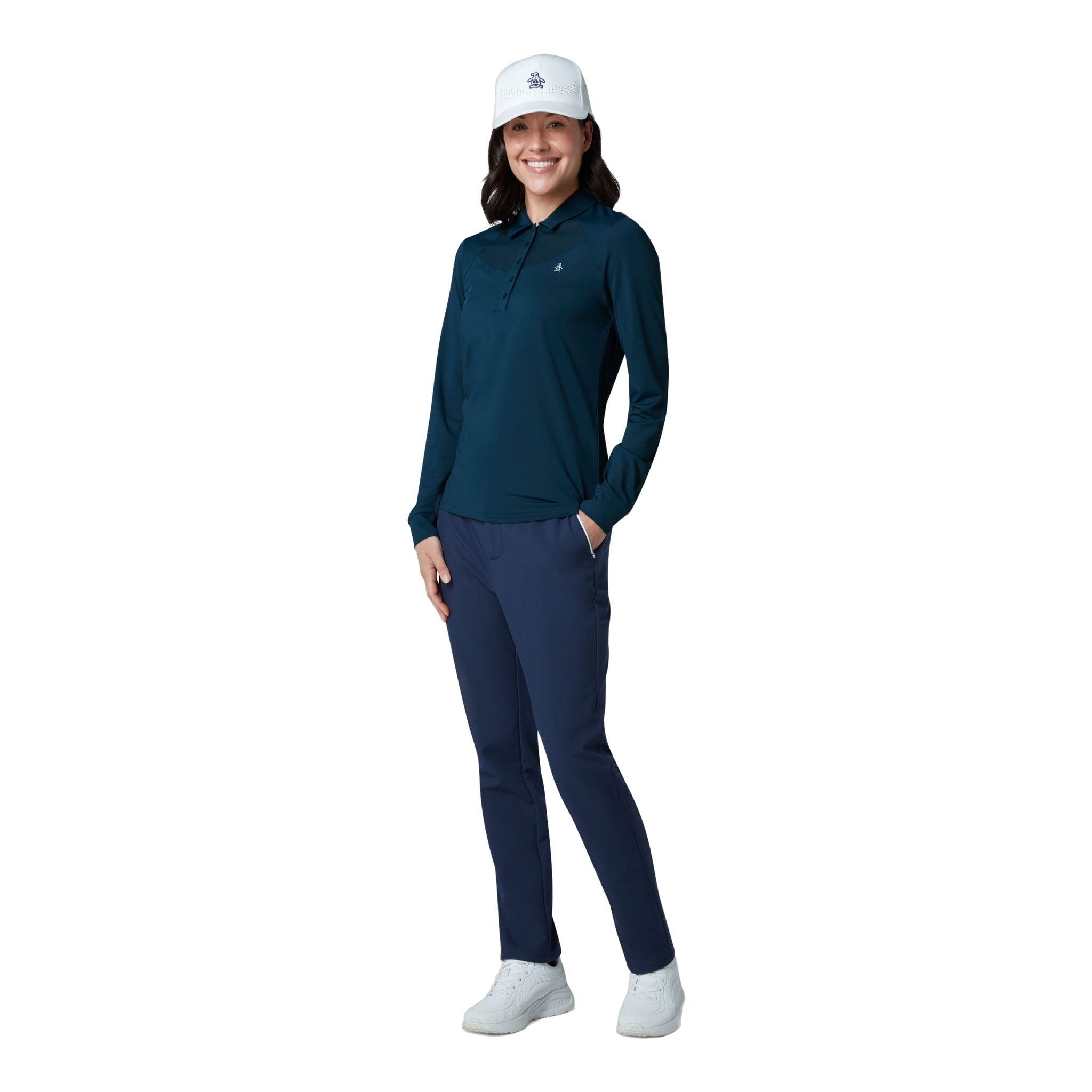 Polo a maniche lunghe in rete Original Penguin da donna