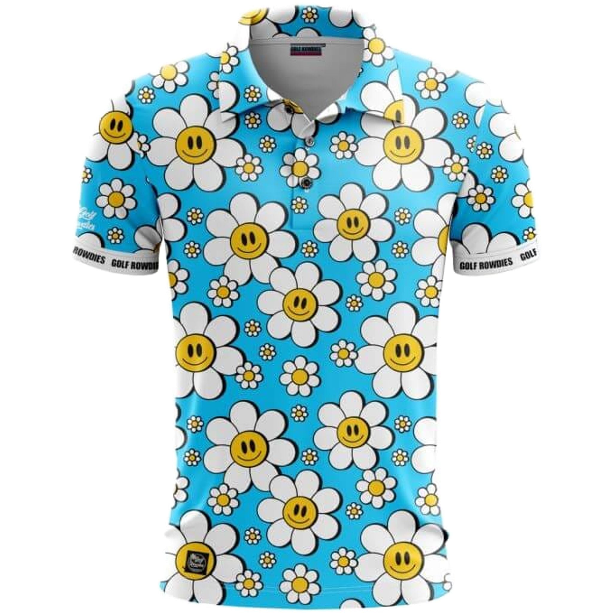 Polo da uomo Golf Rowdies Happy Flower