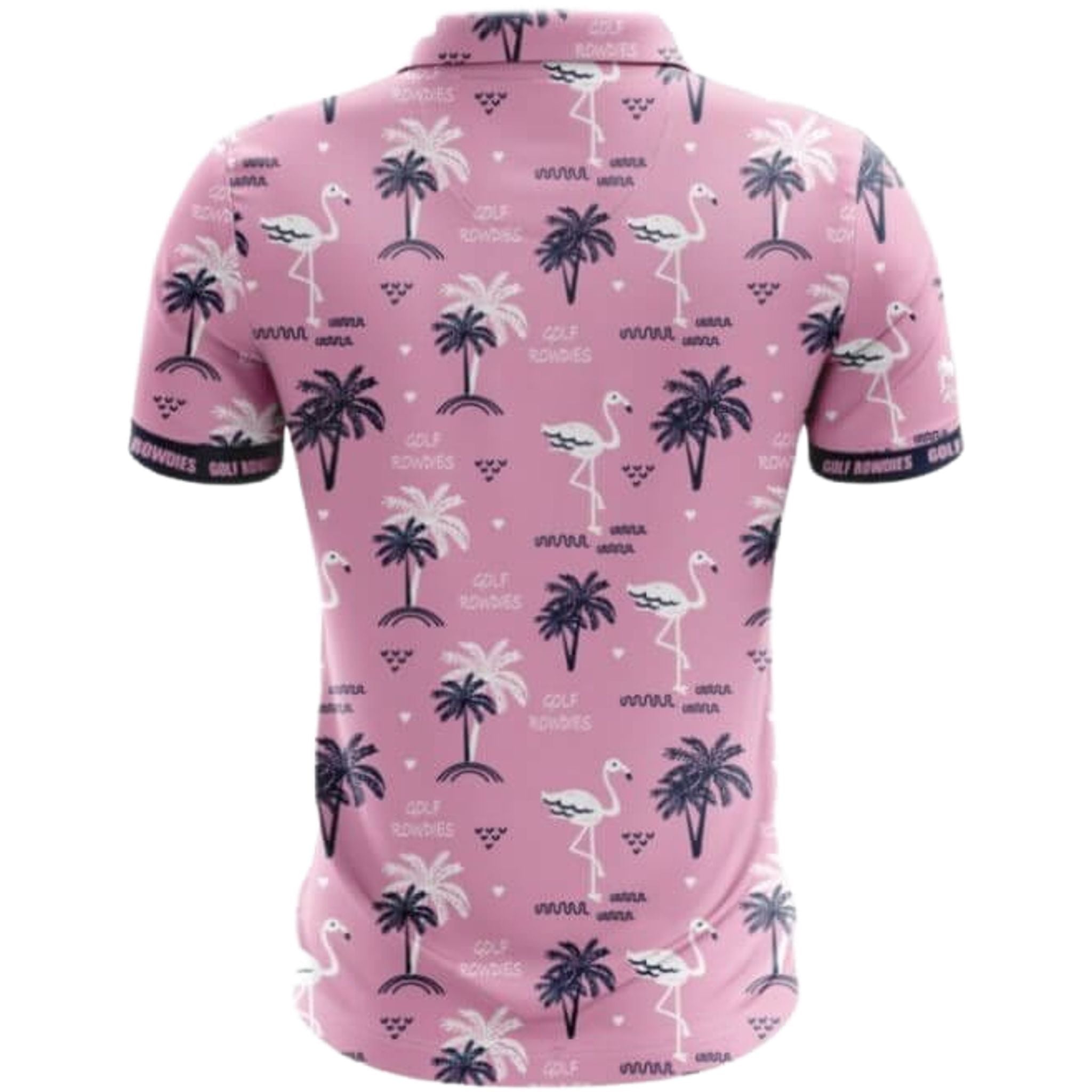 Polo da uomo Golf Rowdies Flamingos & Palm Trees