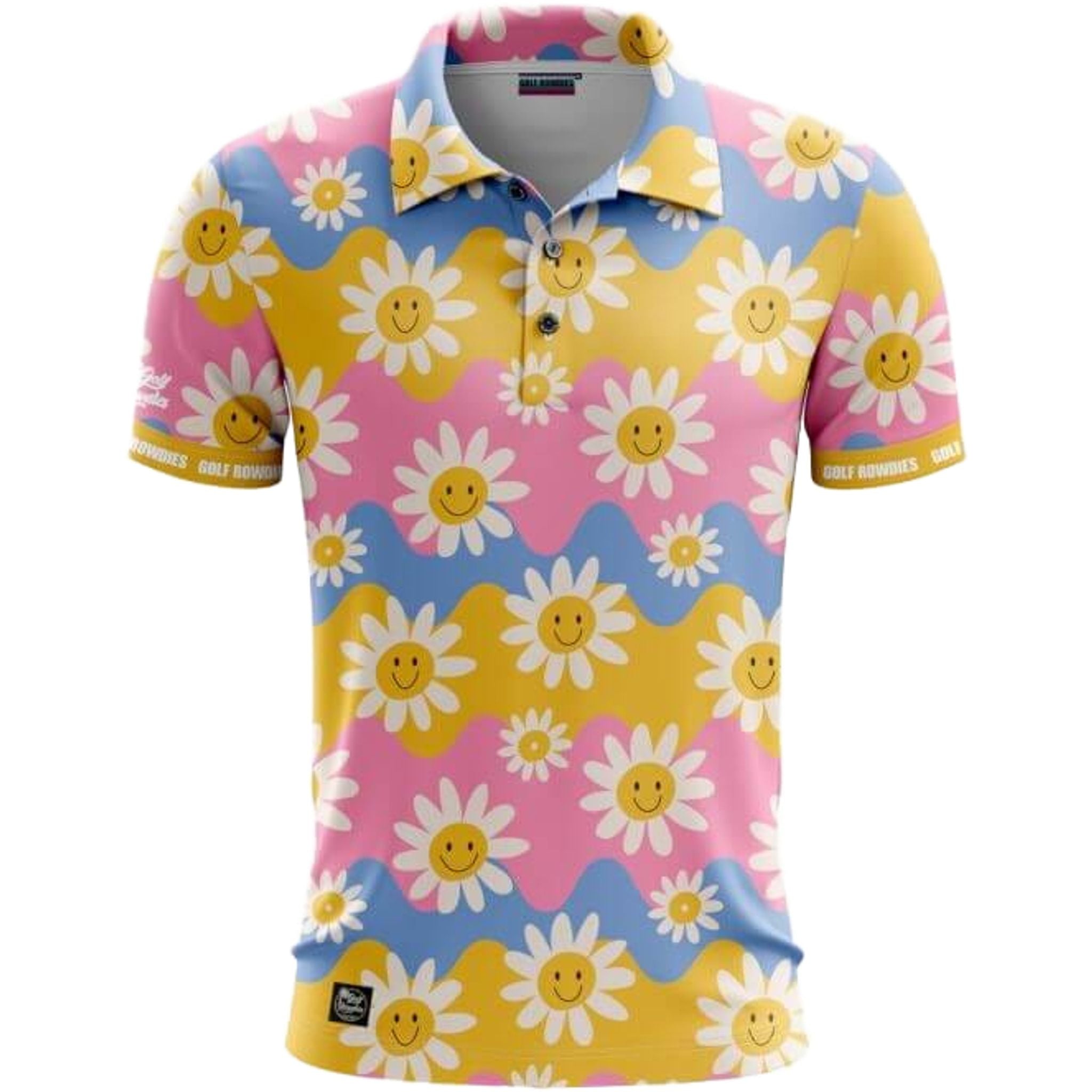 Polo da uomo Golf Rowdies Retro Flower