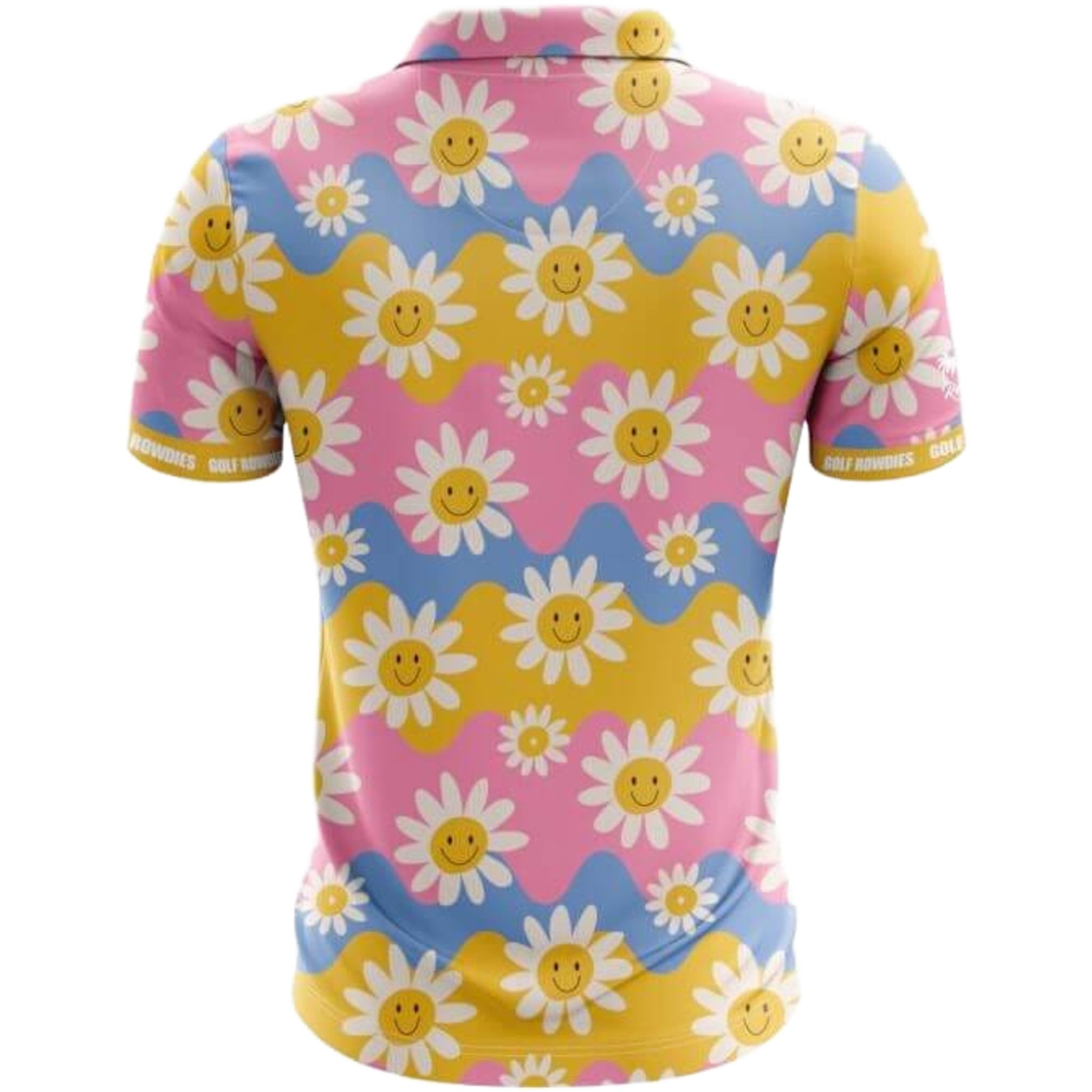 Polo da uomo Golf Rowdies Retro Flower