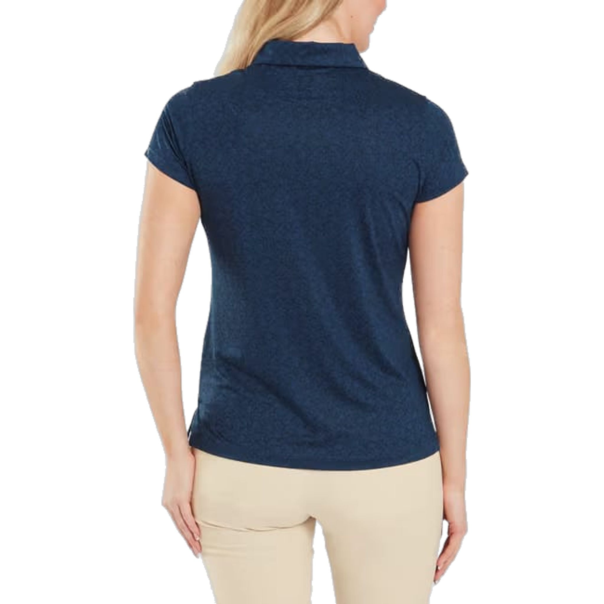 Polo da donna Footjoy con maniche a cappuccio in filo di Scozia e motivo floreale dipinto