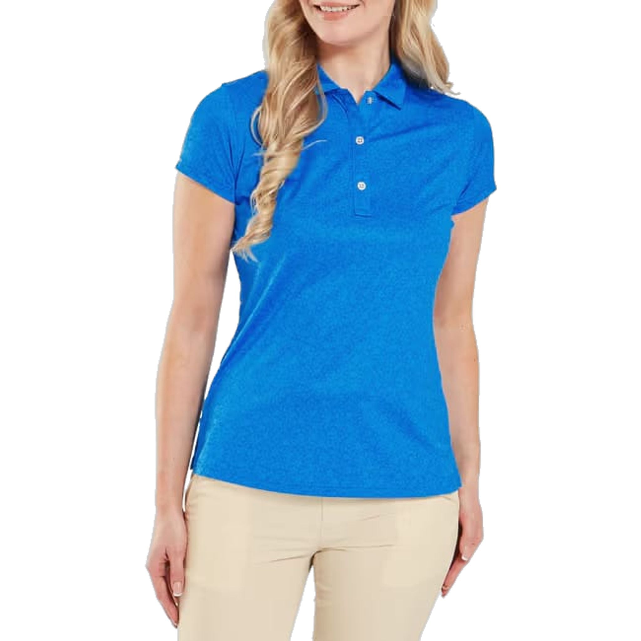 Polo da donna Footjoy con maniche a cappuccio in filo di Scozia e motivo floreale dipinto