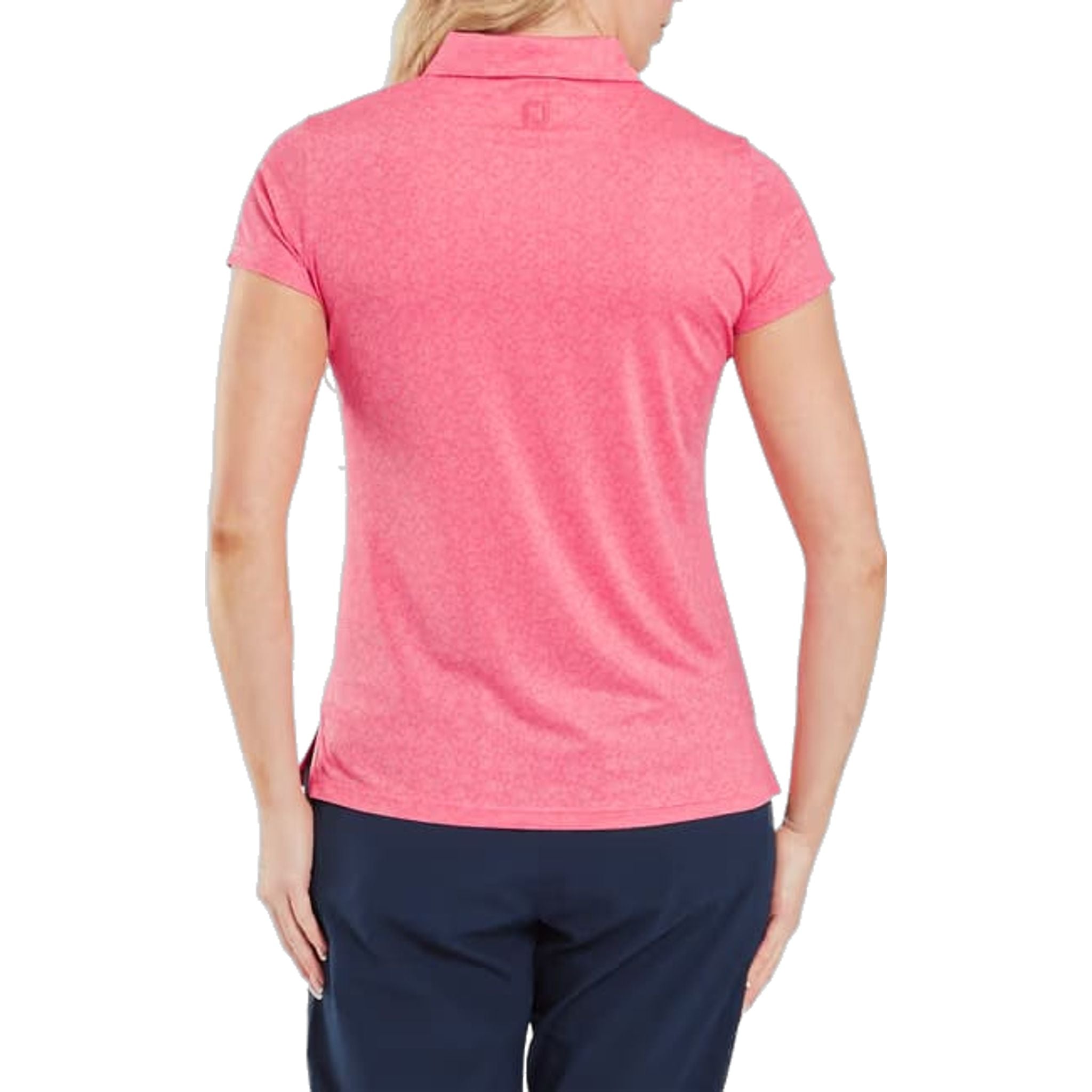 Polo da donna Footjoy con maniche a cappuccio in filo di Scozia e motivo floreale dipinto