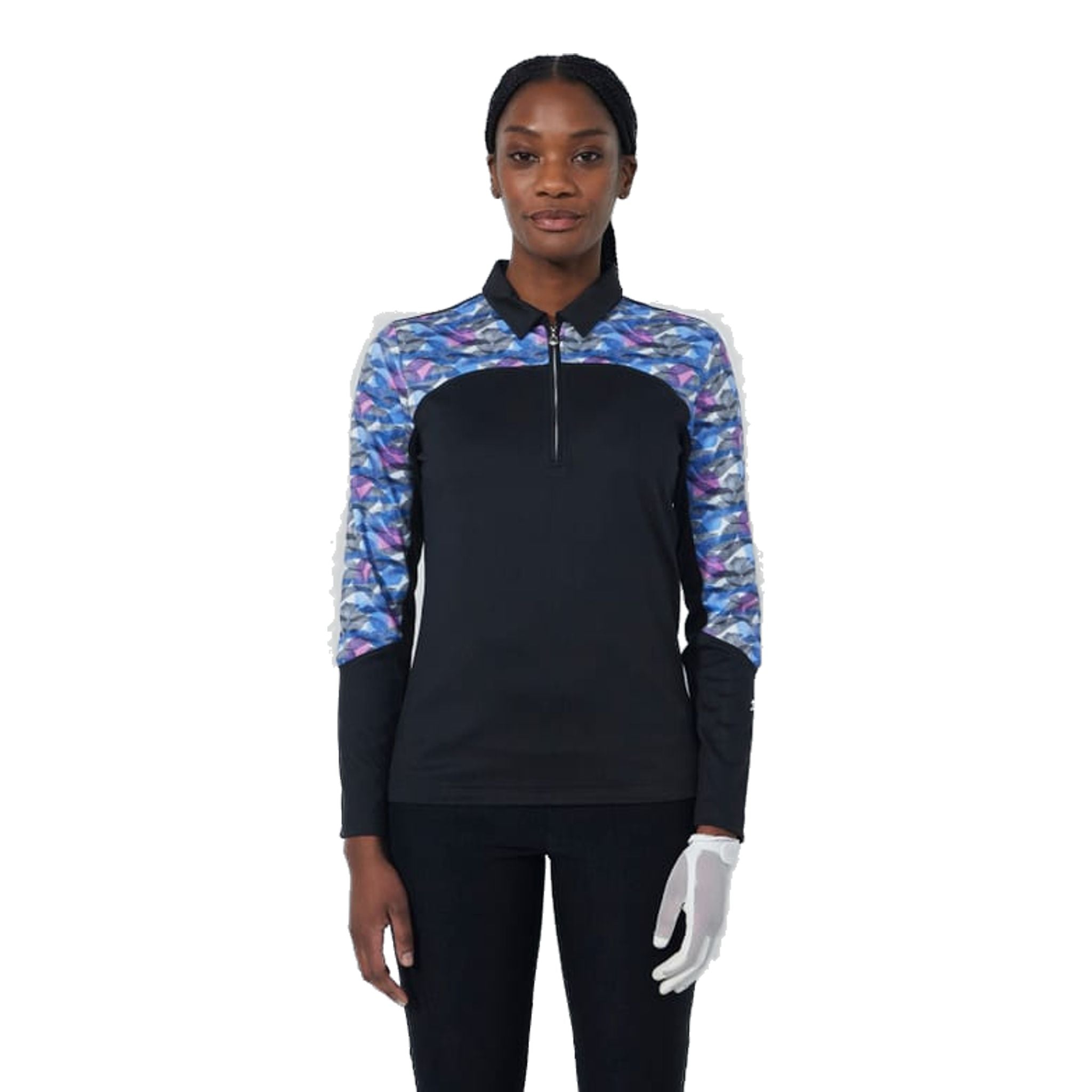 Polo da donna con stampa sportiva quotidiana color pesca