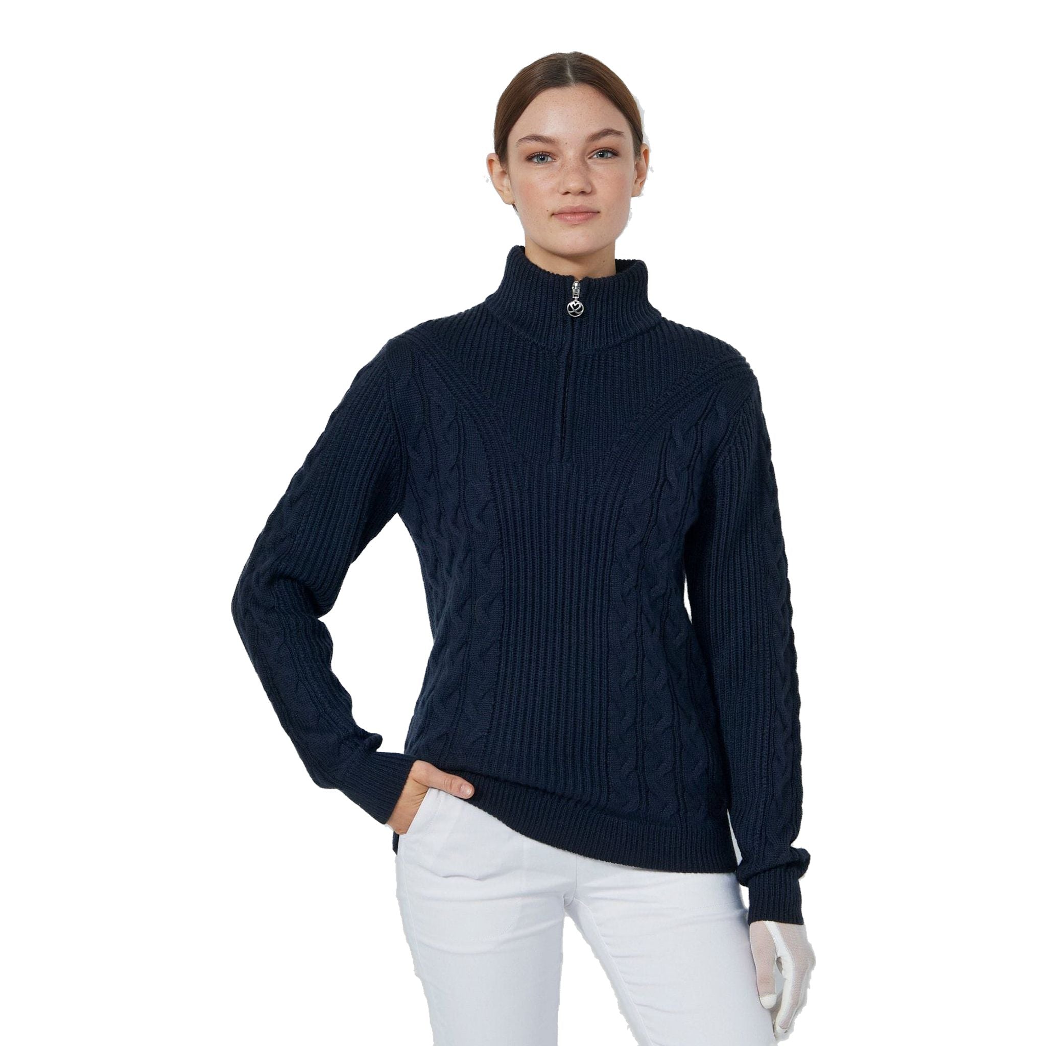 Pullover sportivo foderato con trecce da donna