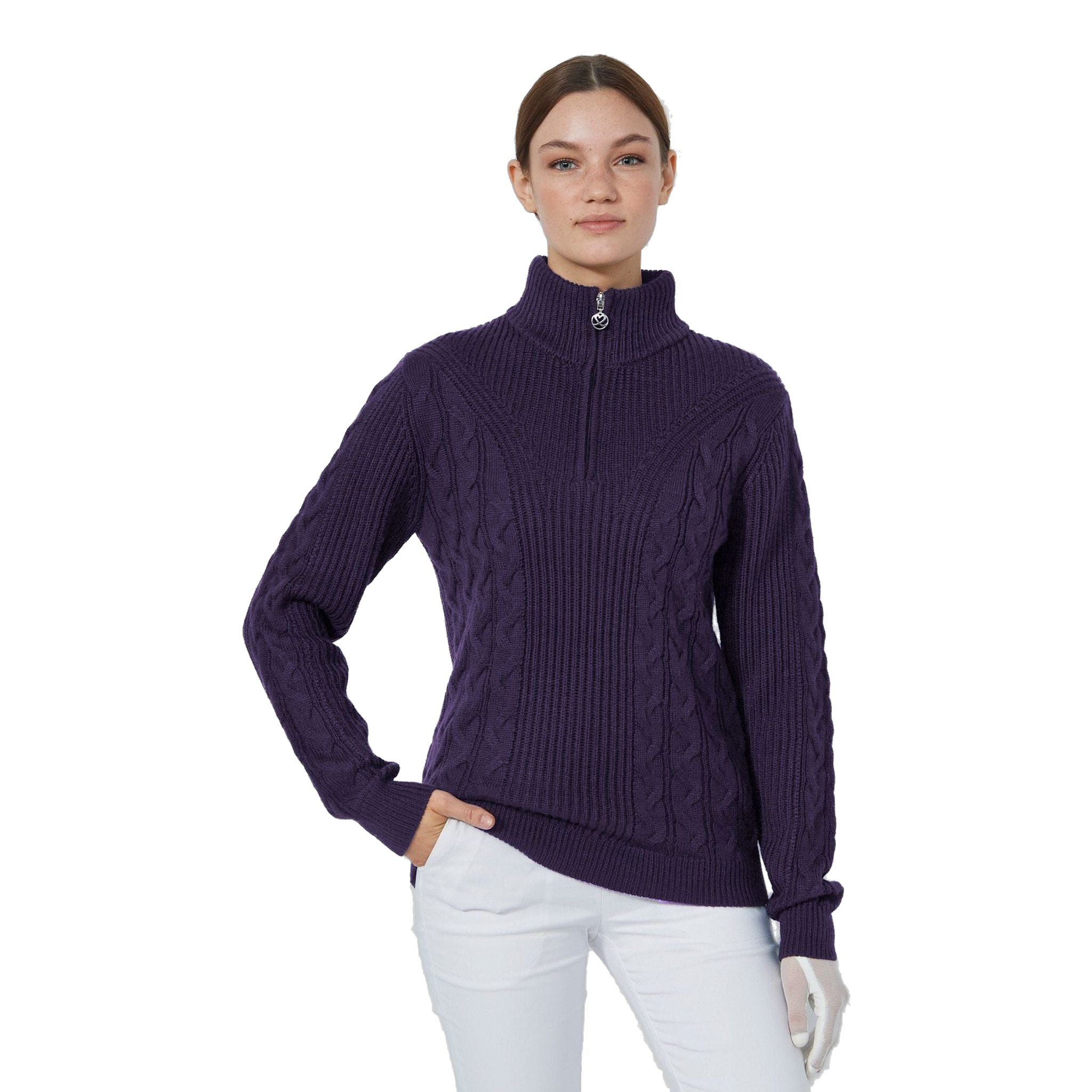 Pullover sportivo foderato con trecce da donna
