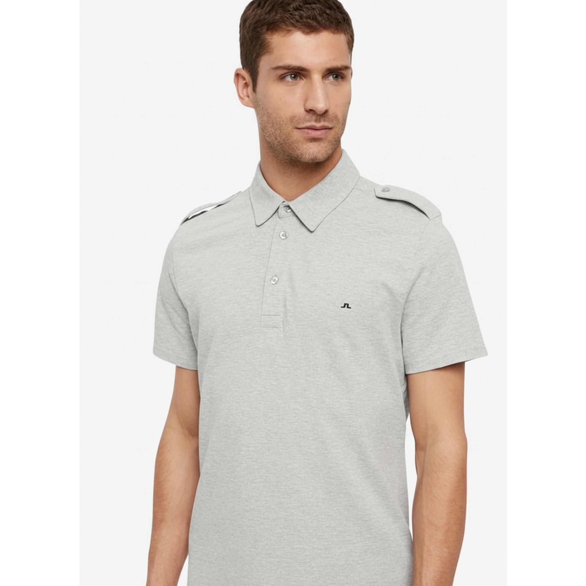 J. Lindeberg M Cliff JL Pique Stone Gray Melange S Uomo