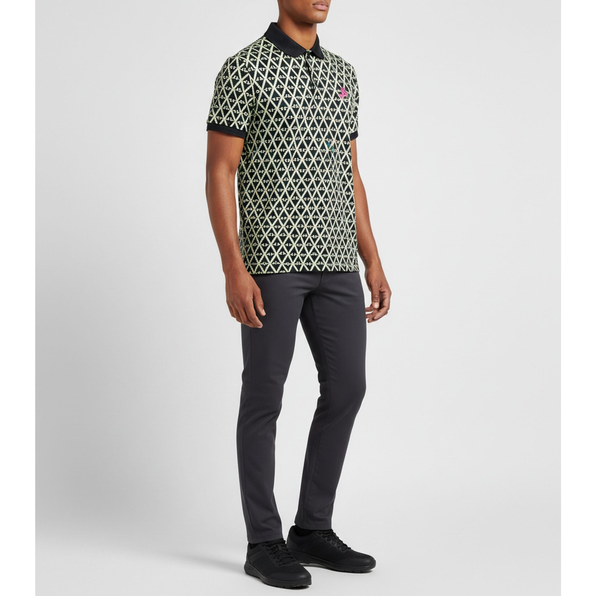 Polo con stampa J. Lindeberg M Tour Tech Reg Fit JL Navy Bridge Mono da uomo