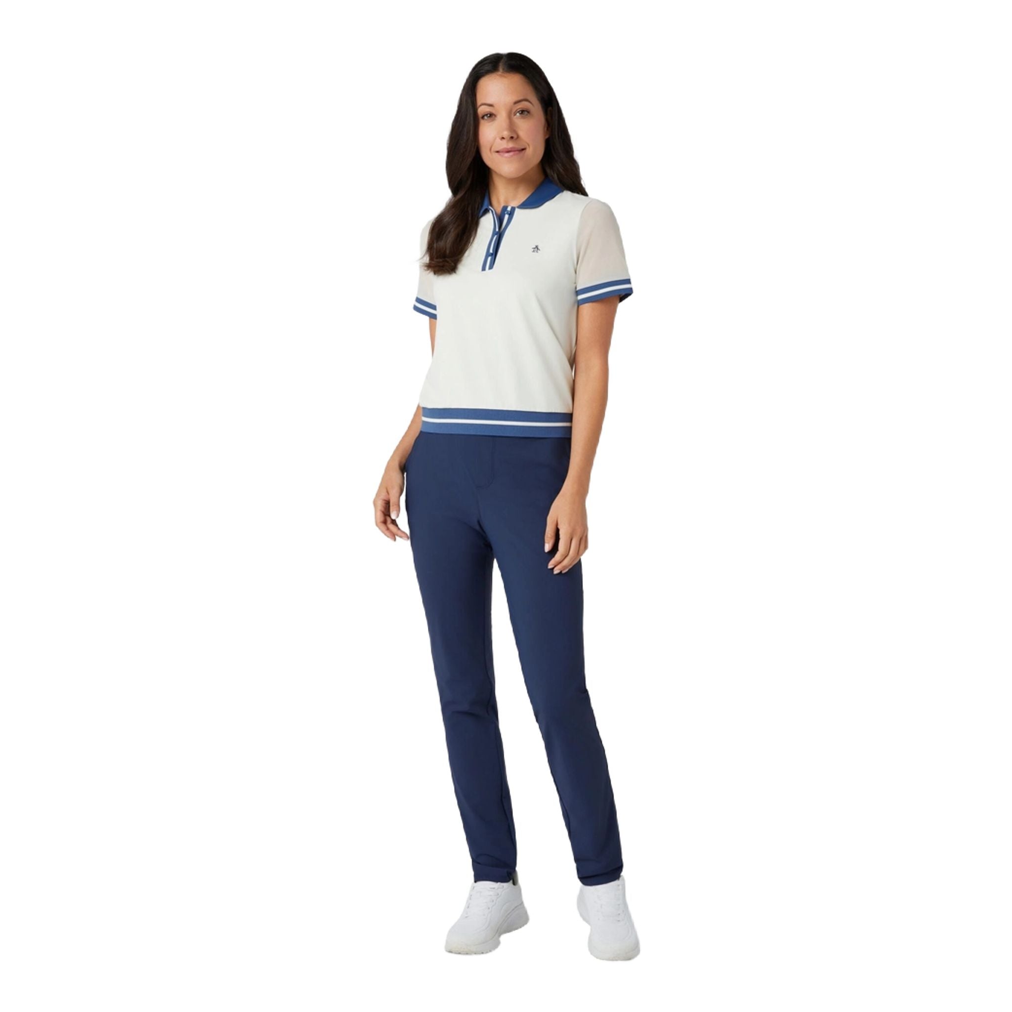 Polo da donna Original Penguin con vita e blocchi di colore