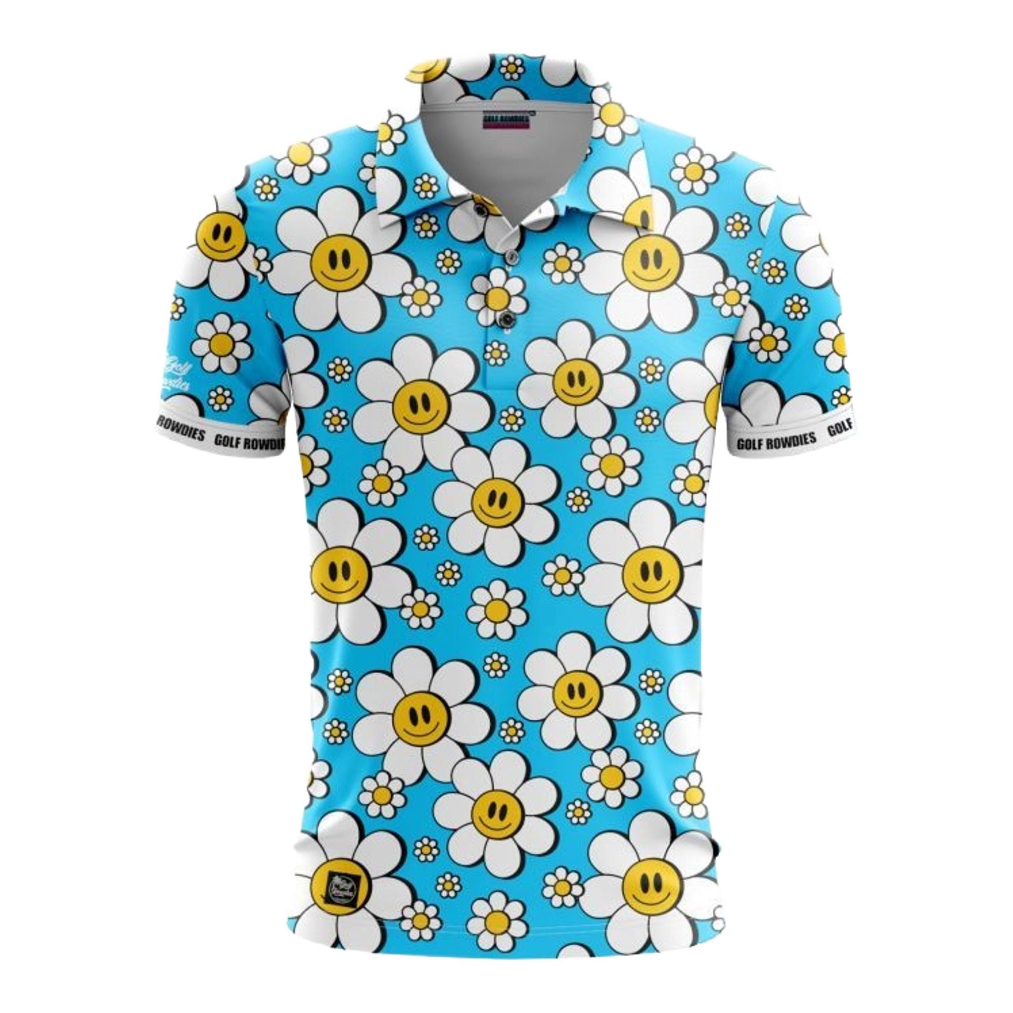 Polo da uomo Golf Rowdies Happy Flower
