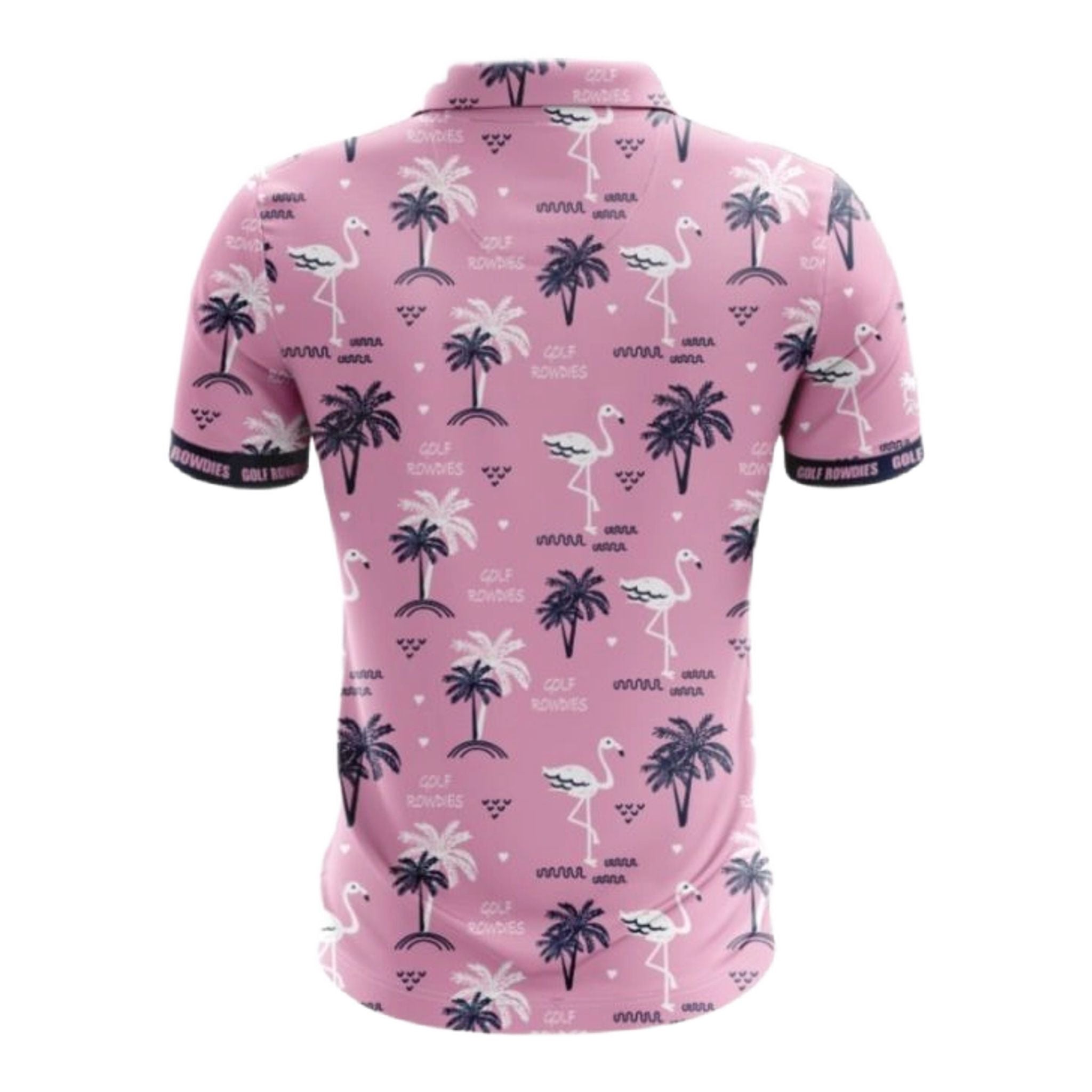 Polo da uomo Golf Rowdies Flamingos & Palm Trees