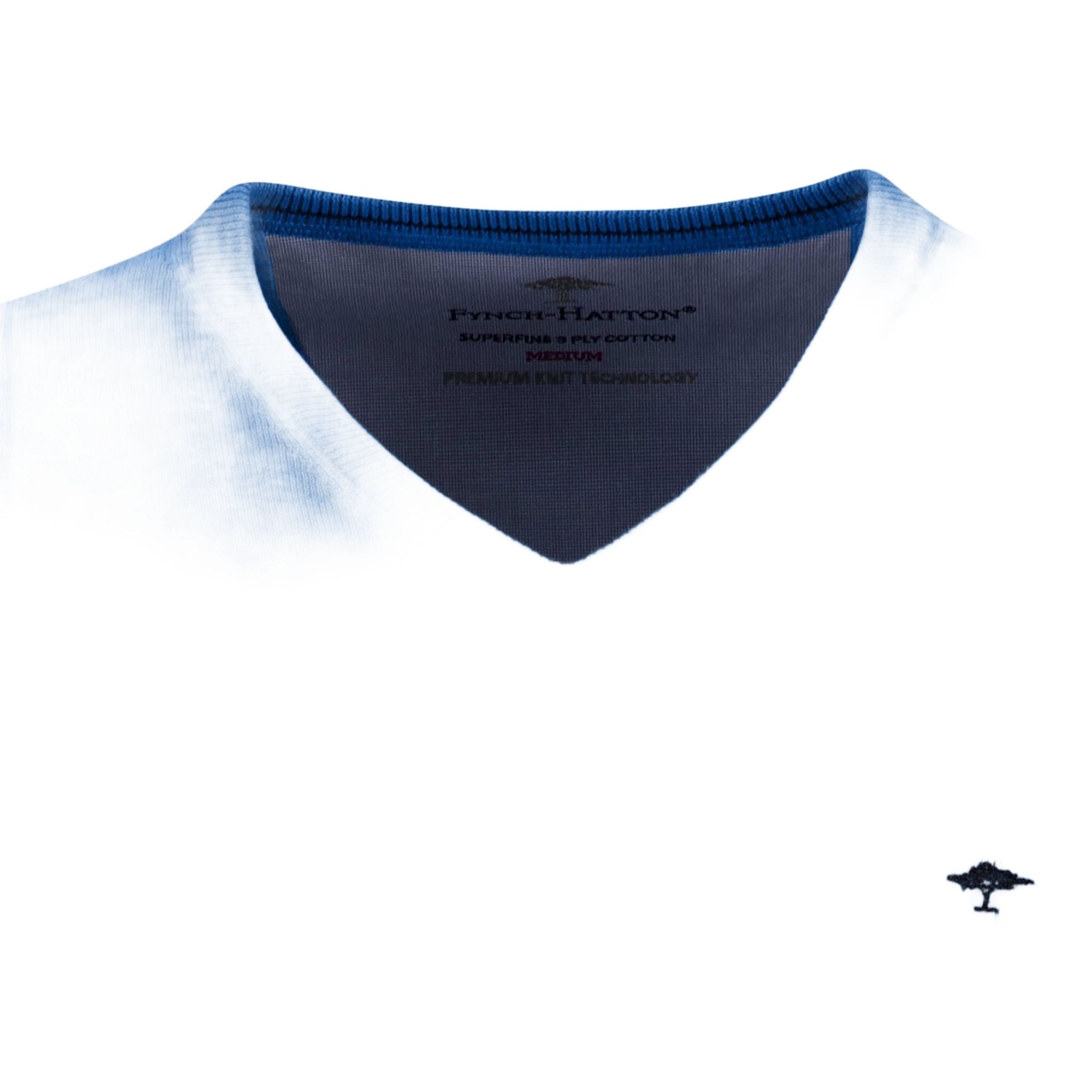 Fynch Hatton V-Neck Superfine Golf Pullover Uomo Bright Ocean Uomo