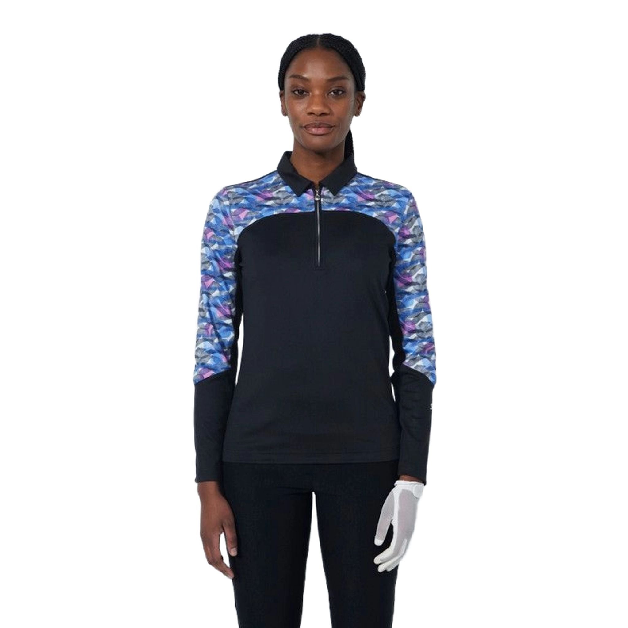 Polo da donna con stampa sportiva quotidiana color pesca