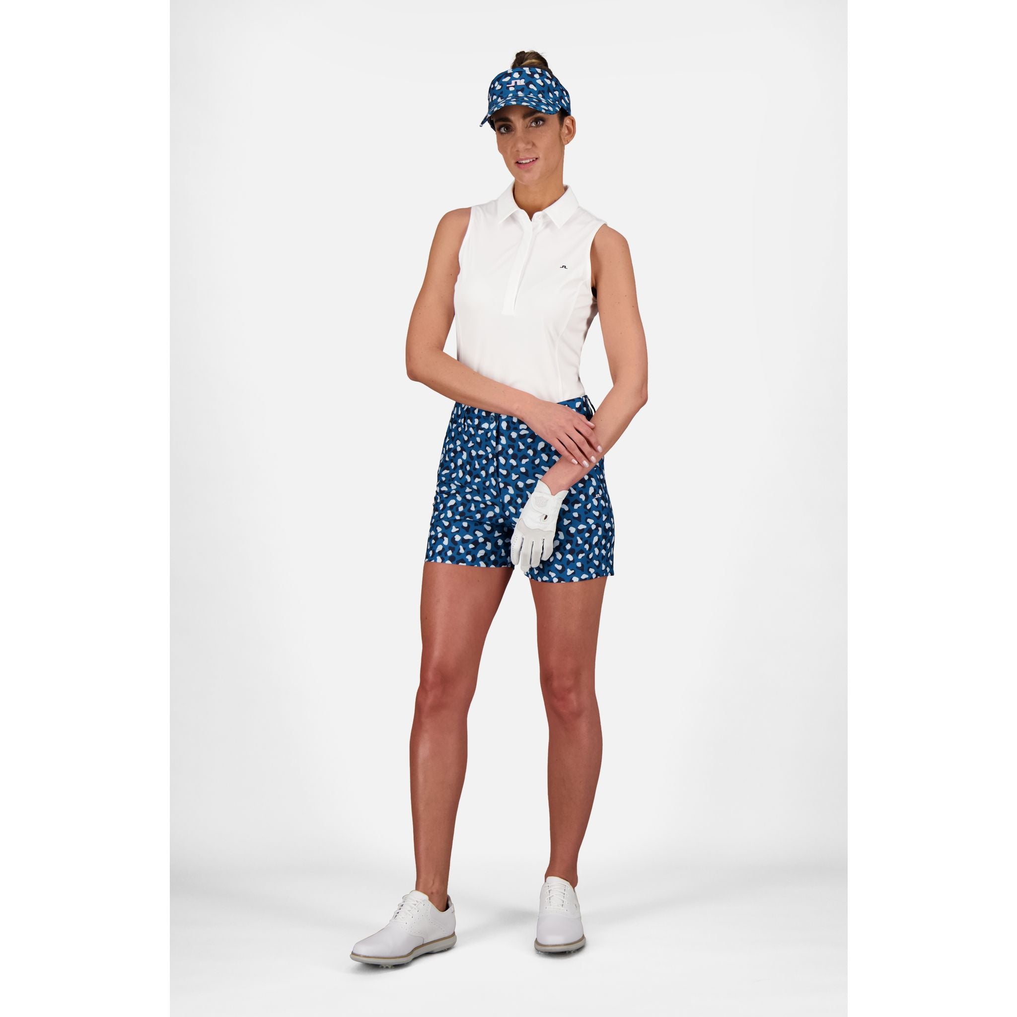 J. Lindeberg W Gwen Pantaloncini da golf stampati marocchini blu animali da donna