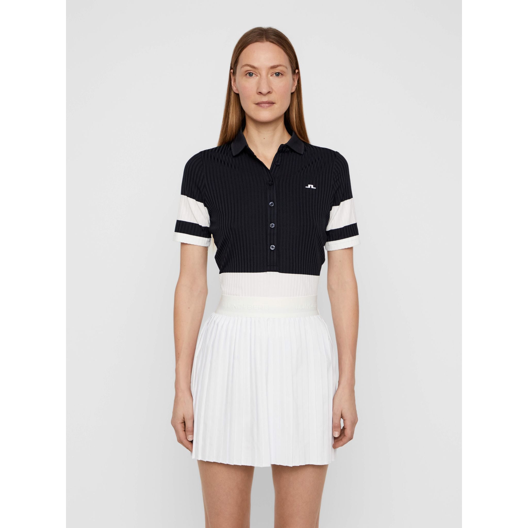 J. Lindeberg W Natasha-Rib Jersey Polo Jl Blu Navy Donna