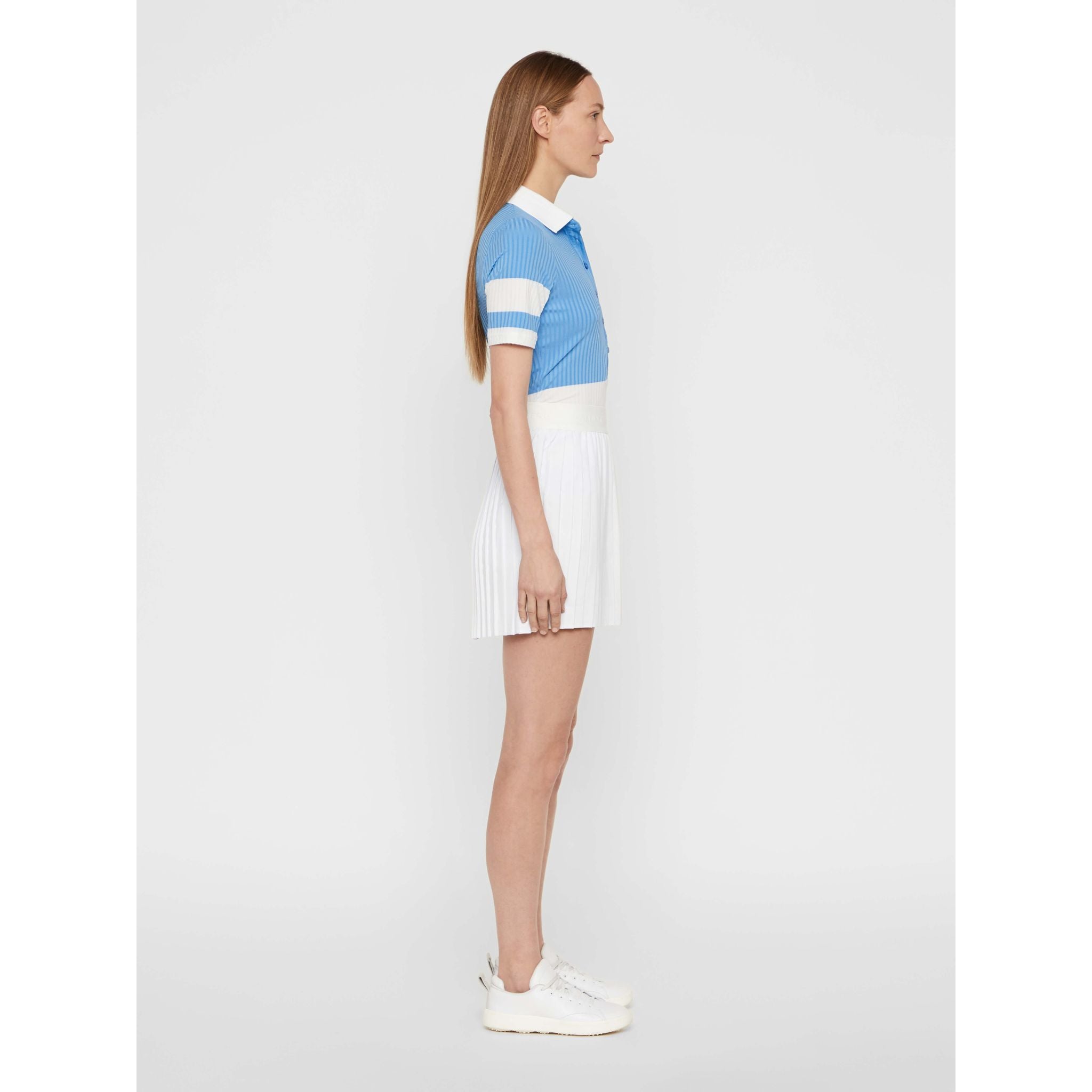J. Lindeberg W Natasha-Rib Jersey Polo Lake Blue Donna