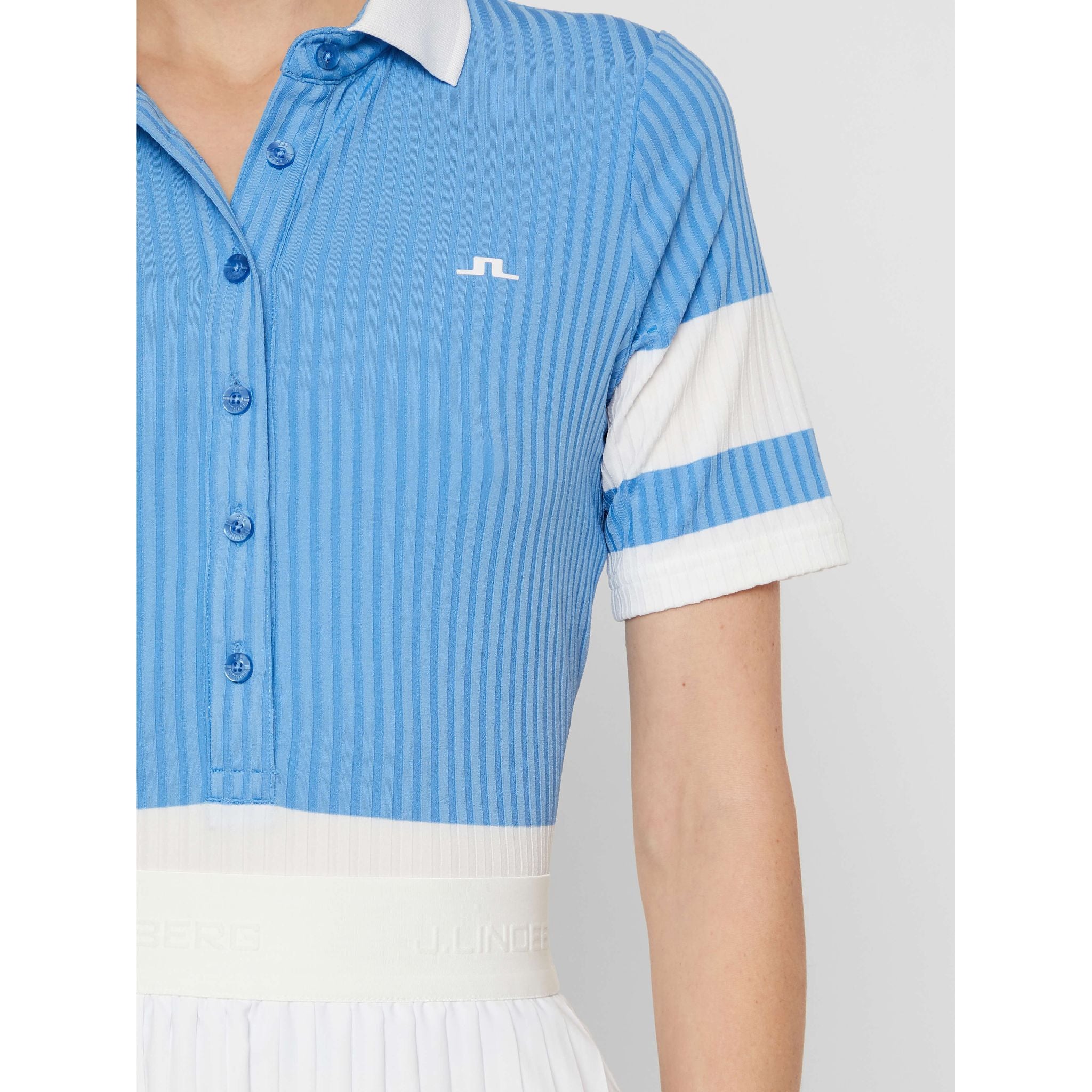 J. Lindeberg W Natasha-Rib Jersey Polo Lake Blue Donna