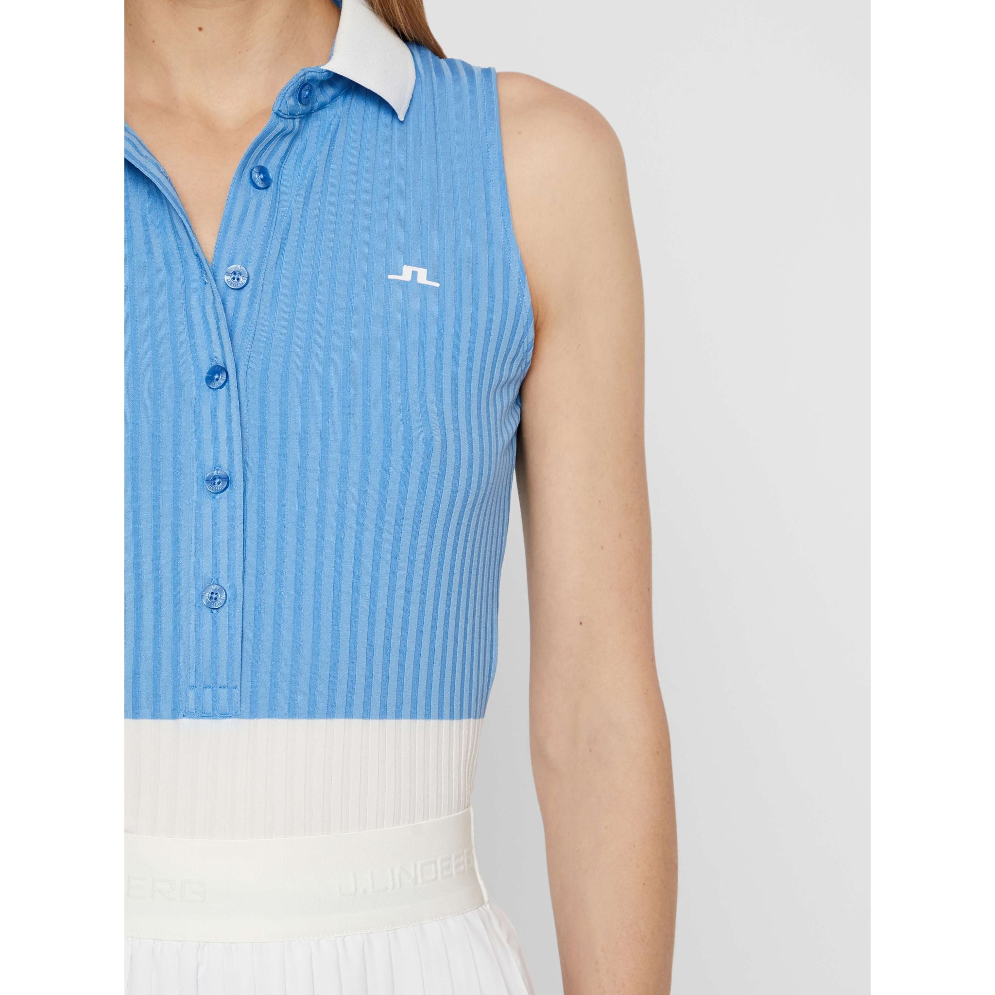 J. Lindeberg W Nora-Rib Jersey Polo Blu Lago Donna