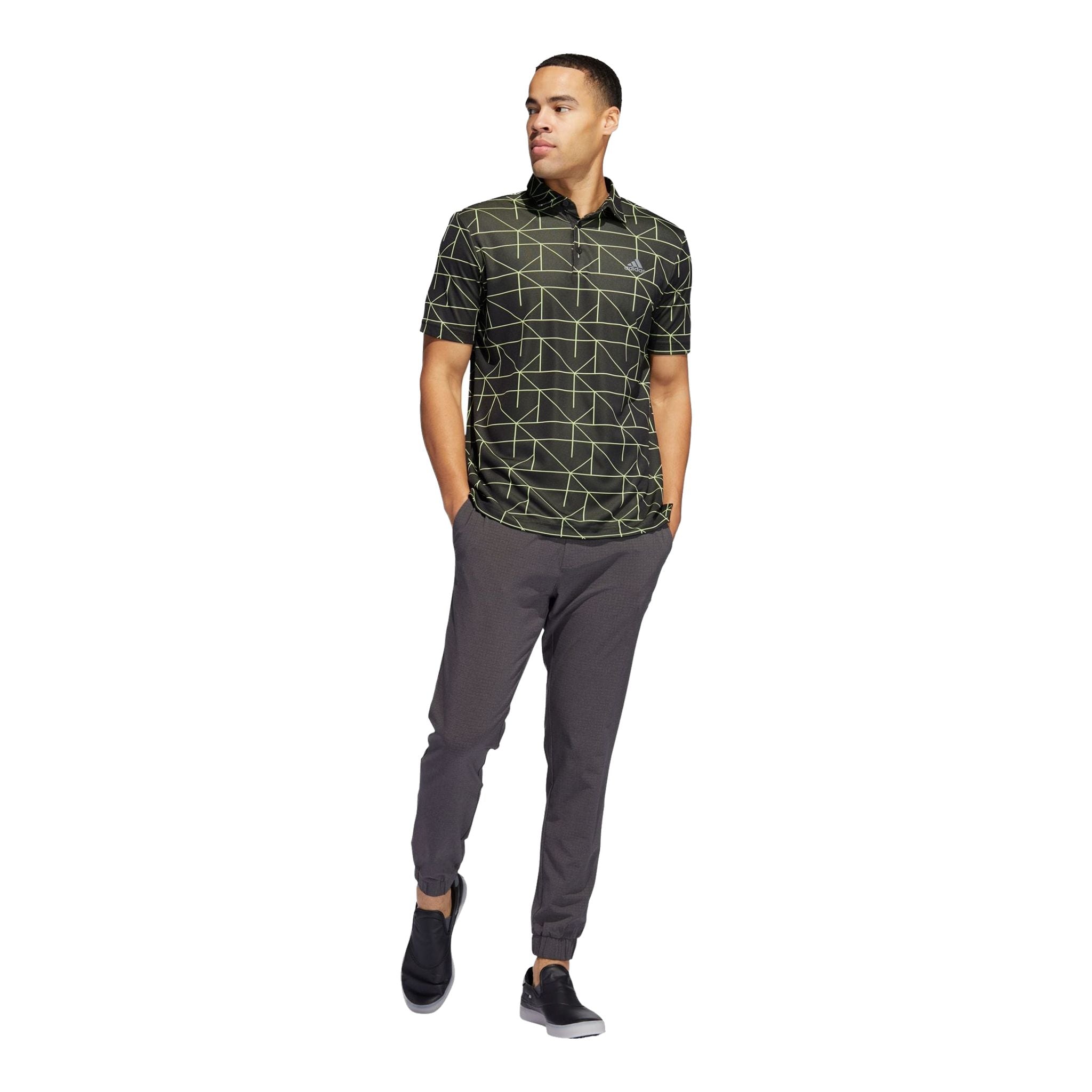 Adidas M Polo Jaquard Lines Nero/Lime Pulse Uomo