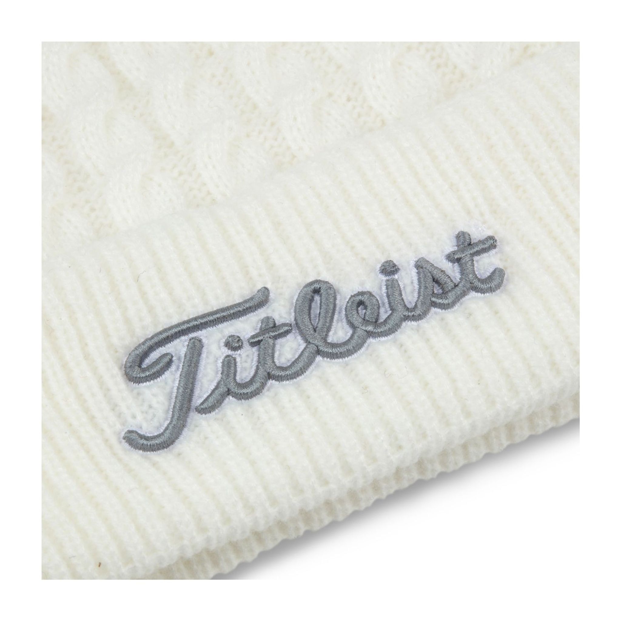 Berretto con pompon in maglia Titleist bianco/grigio