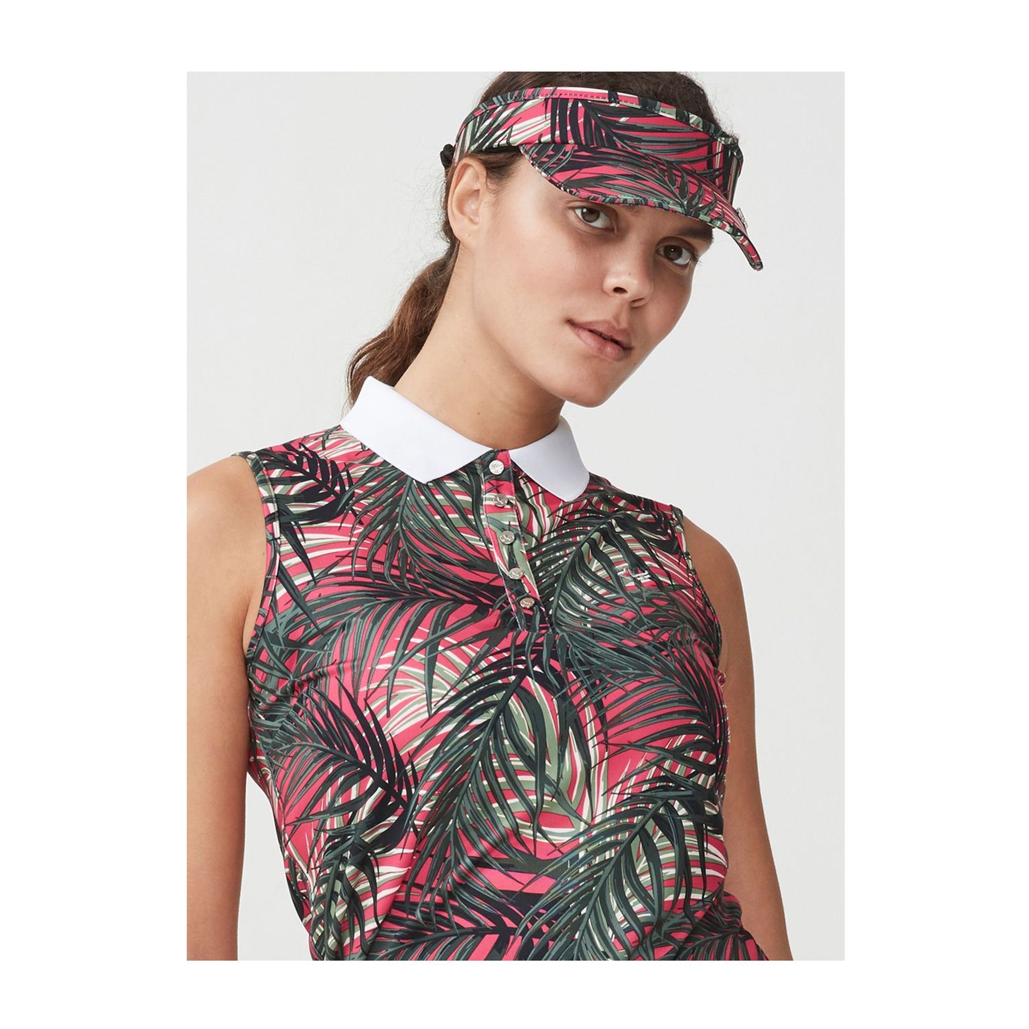 Polo Röhnisch Element AOP Palm Fucsia da donna