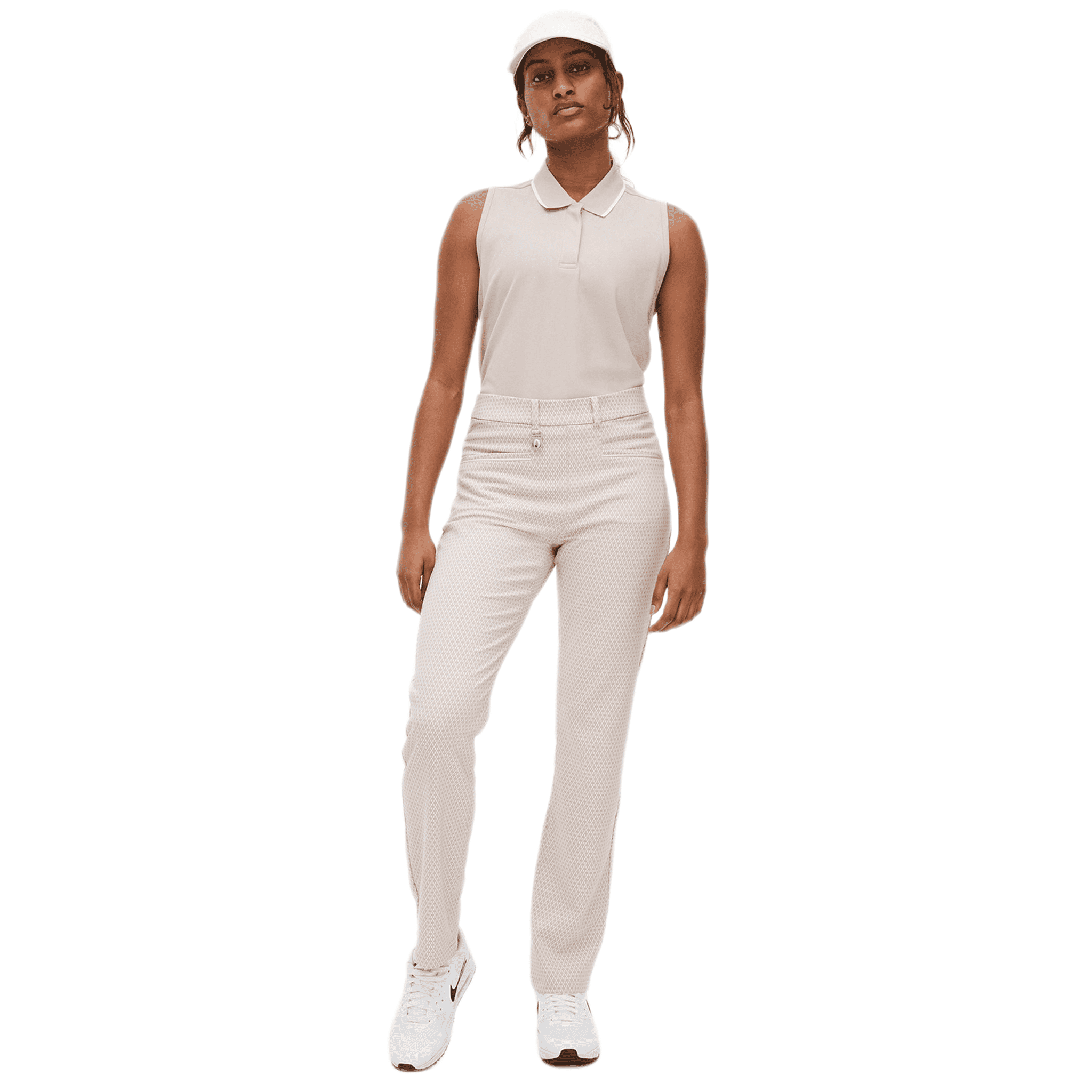 Pantaloni da golf Röhnisch Smooth Mushroom/White Checked da donna