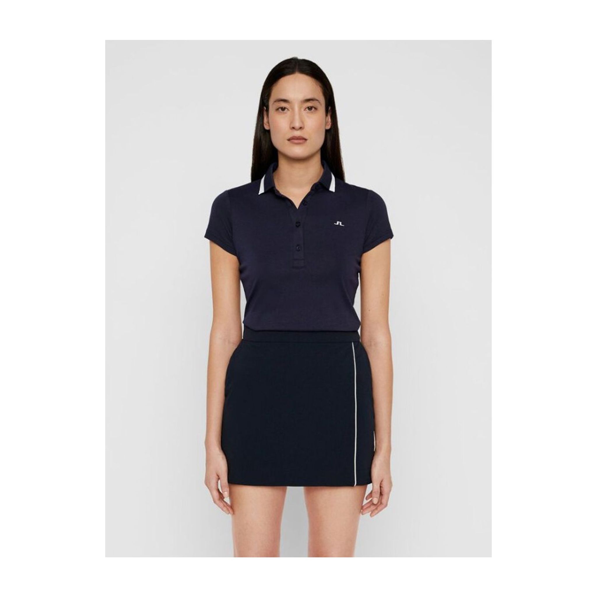 J. Lindeberg W Alve-Cotton Poly Polo blu navy melange da donna