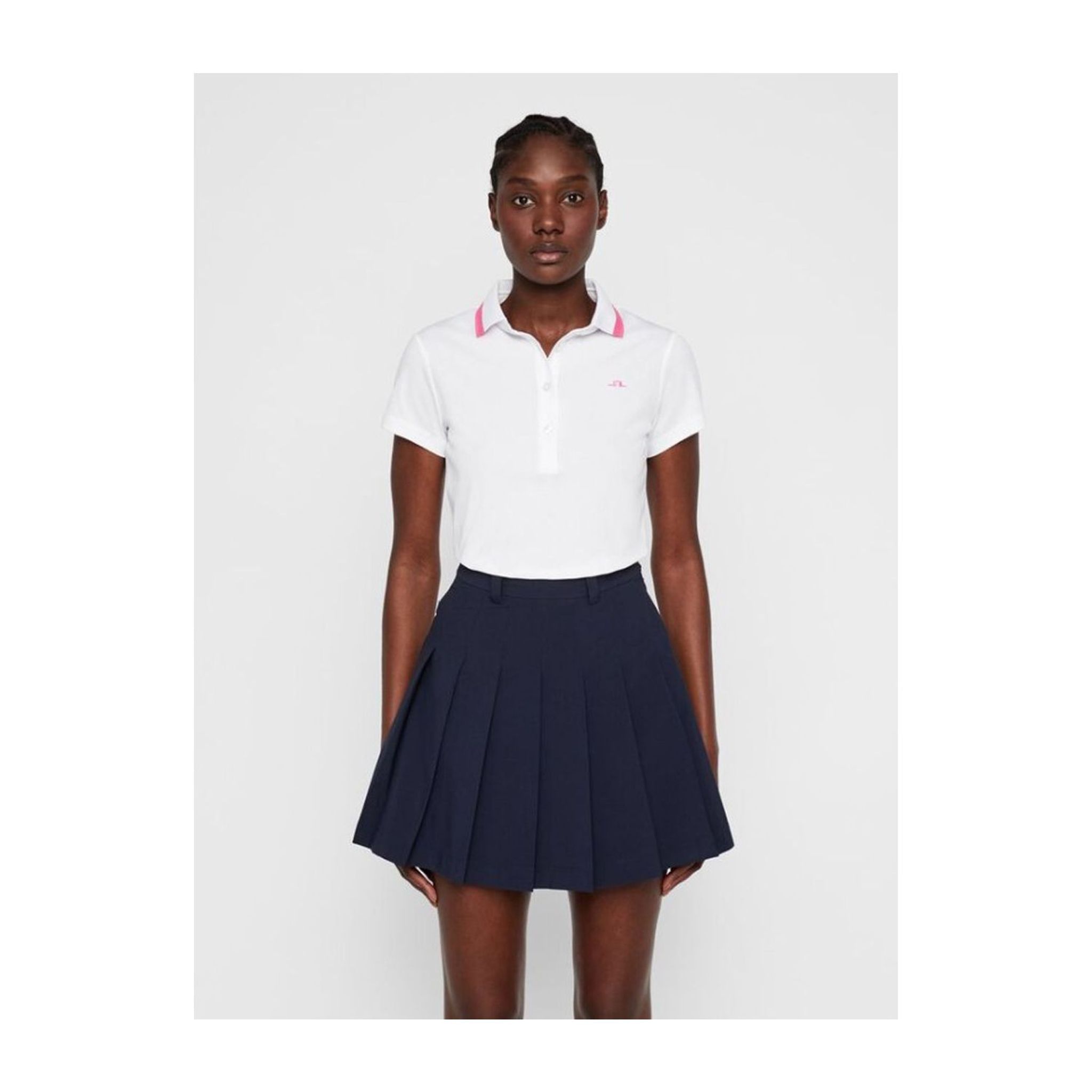 J. Lindeberg W Alve-Cotton Poly Polo Bianco Donna