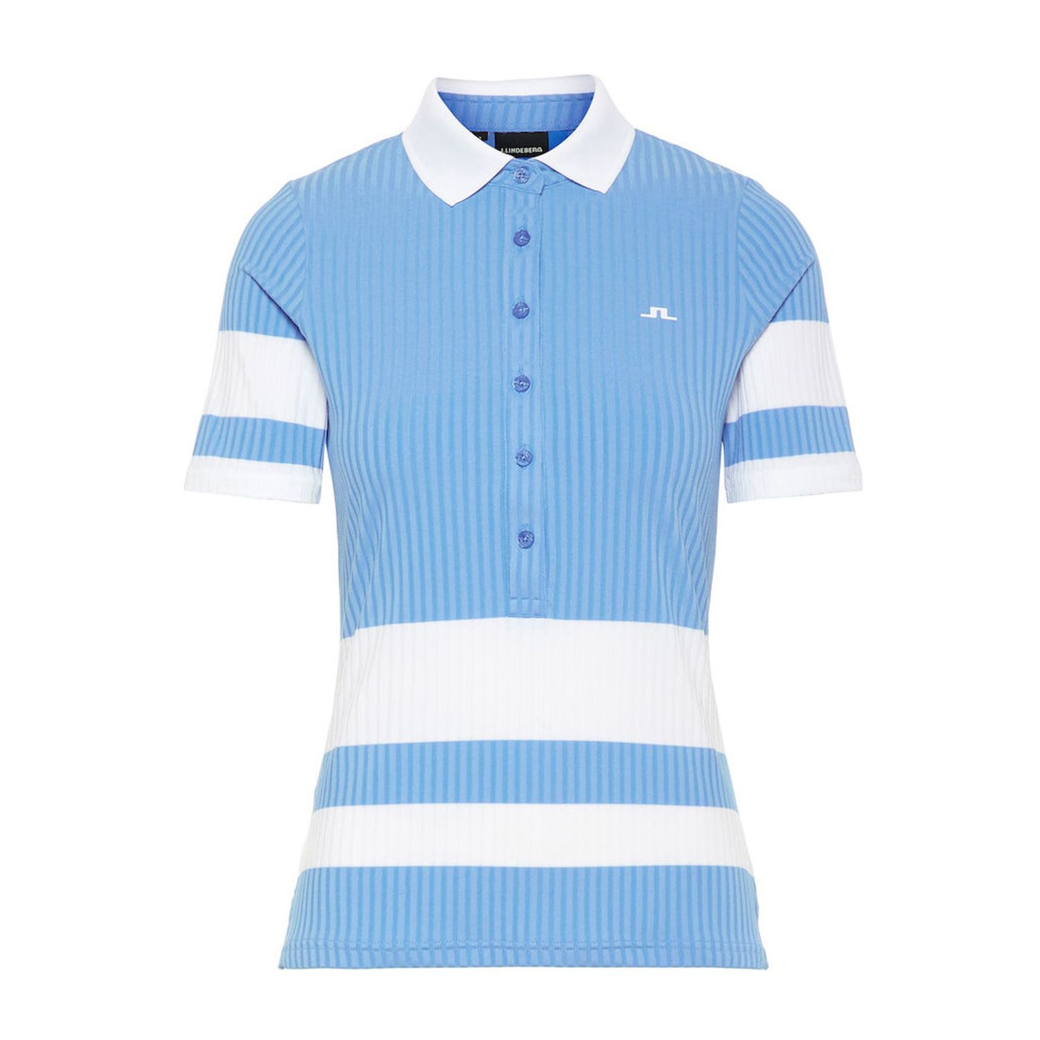 J. Lindeberg W Natasha-Rib Jersey Polo Lake Blue Donna