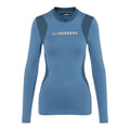 J. Lindeberg W Layer Zowie Soft Compression Top manica lunga blu da donna