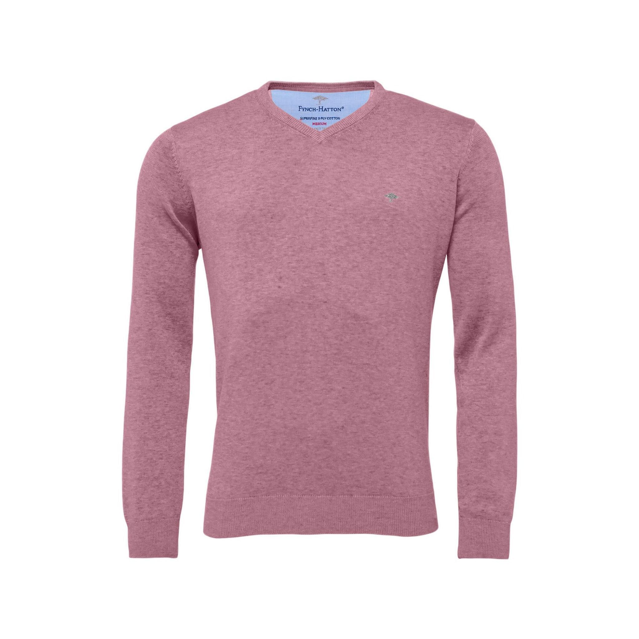 Fynch Hatton Maglione da golf superfine con scollo a V da uomo lilla da uomo