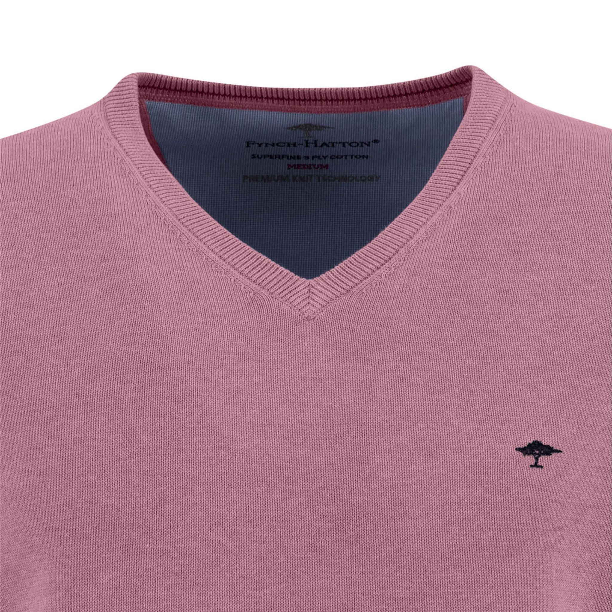 Fynch Hatton Maglione da golf superfine con scollo a V da uomo lilla da uomo