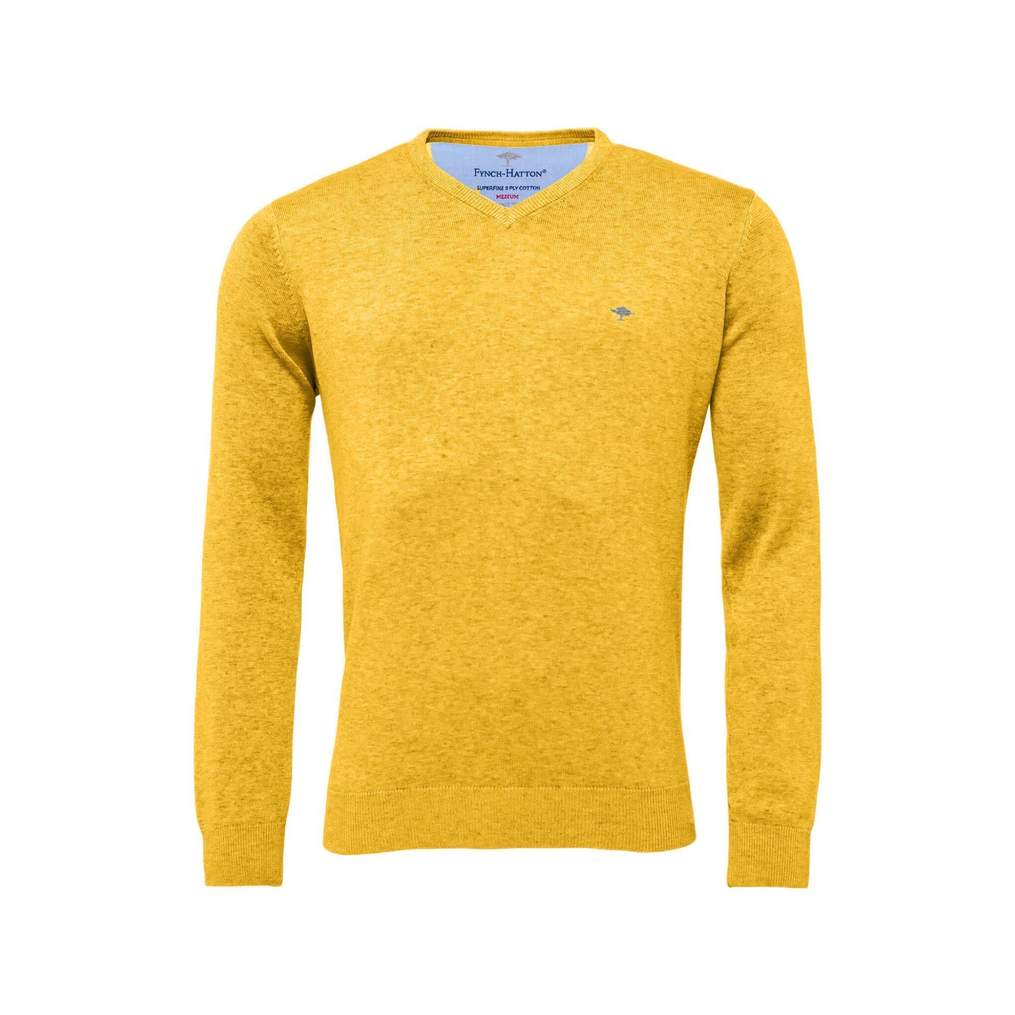 Fynch Hatton Maglione da golf superfine con scollo a V Uomo Soft Sun Uomo