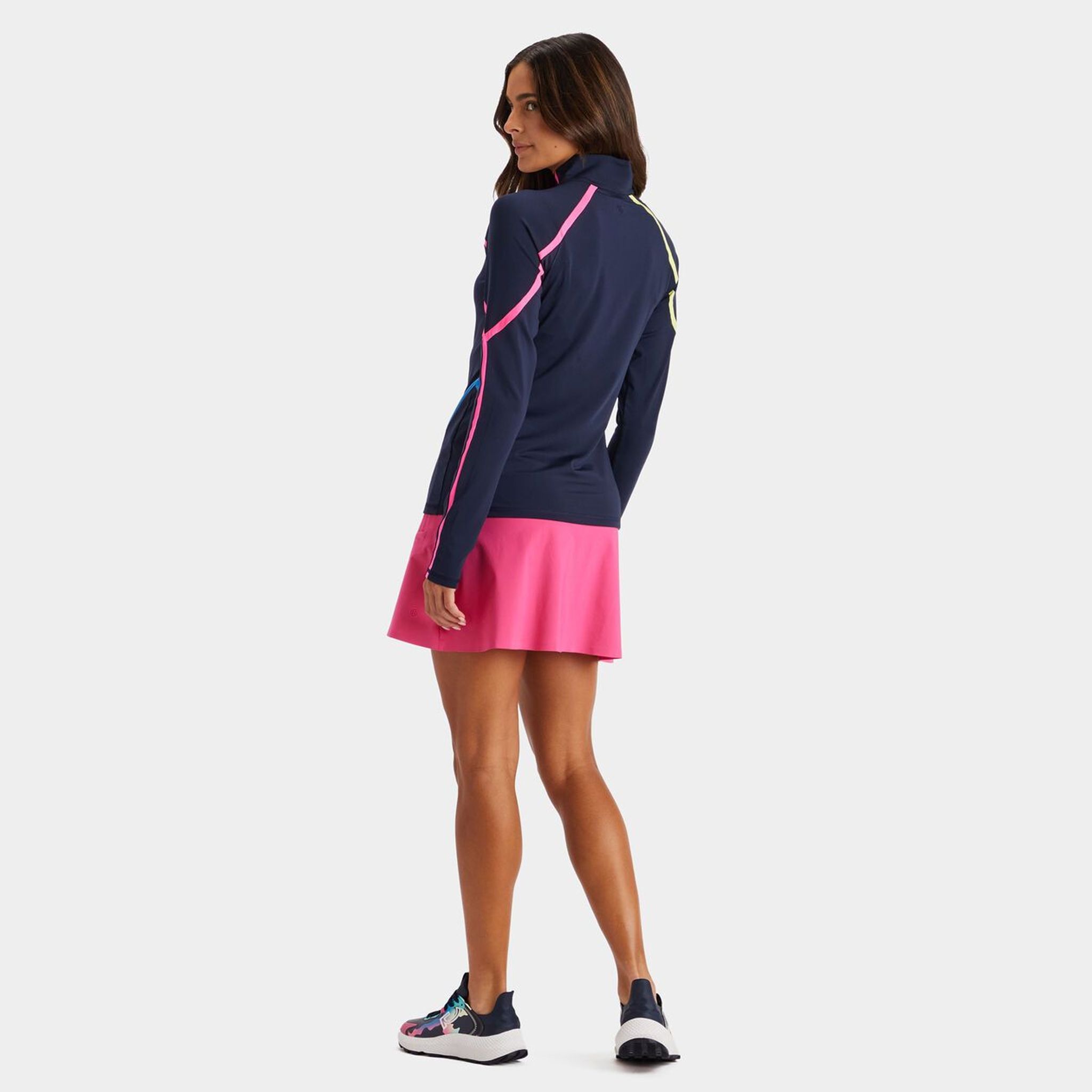 Polo da golf GFORE Colour Block con cerniera 1/4 da donna