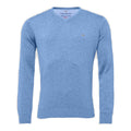 Fynch Hatton V-Neck Superfine Golf Pullover Uomo Light Sky Uomo