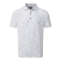 Polo a maniche corte Footjoy M Lisle Flock of Birds bianca/grigia da uomo